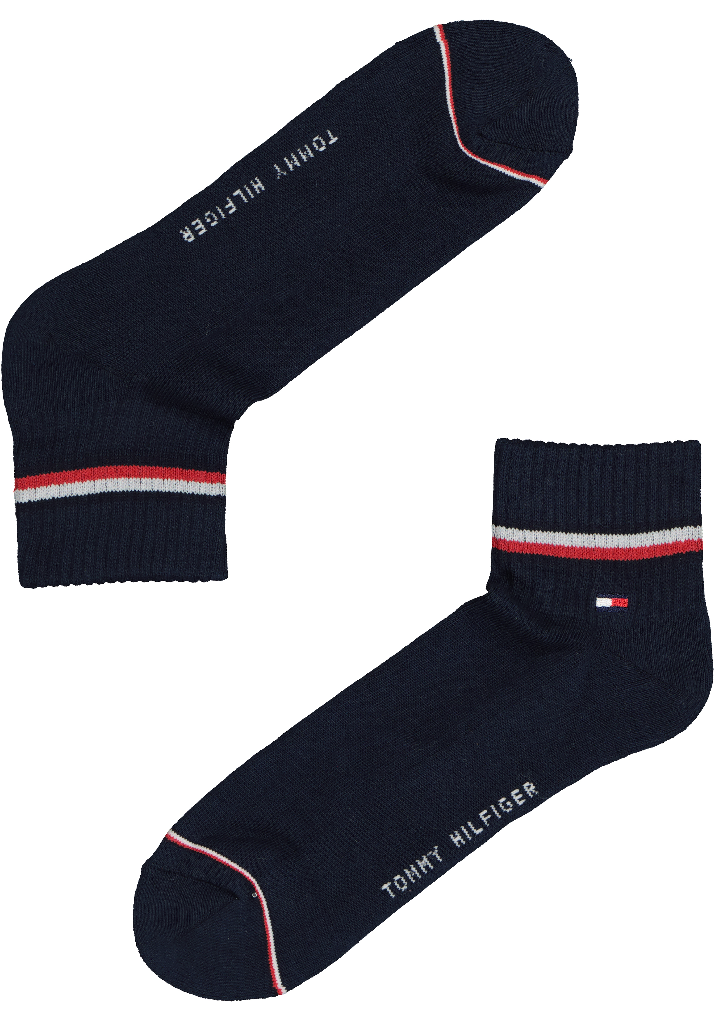 Tommy Hilfiger Iconic Quarter Socks (2-pack), heren sneaker sportsokken katoen, donkerblauw