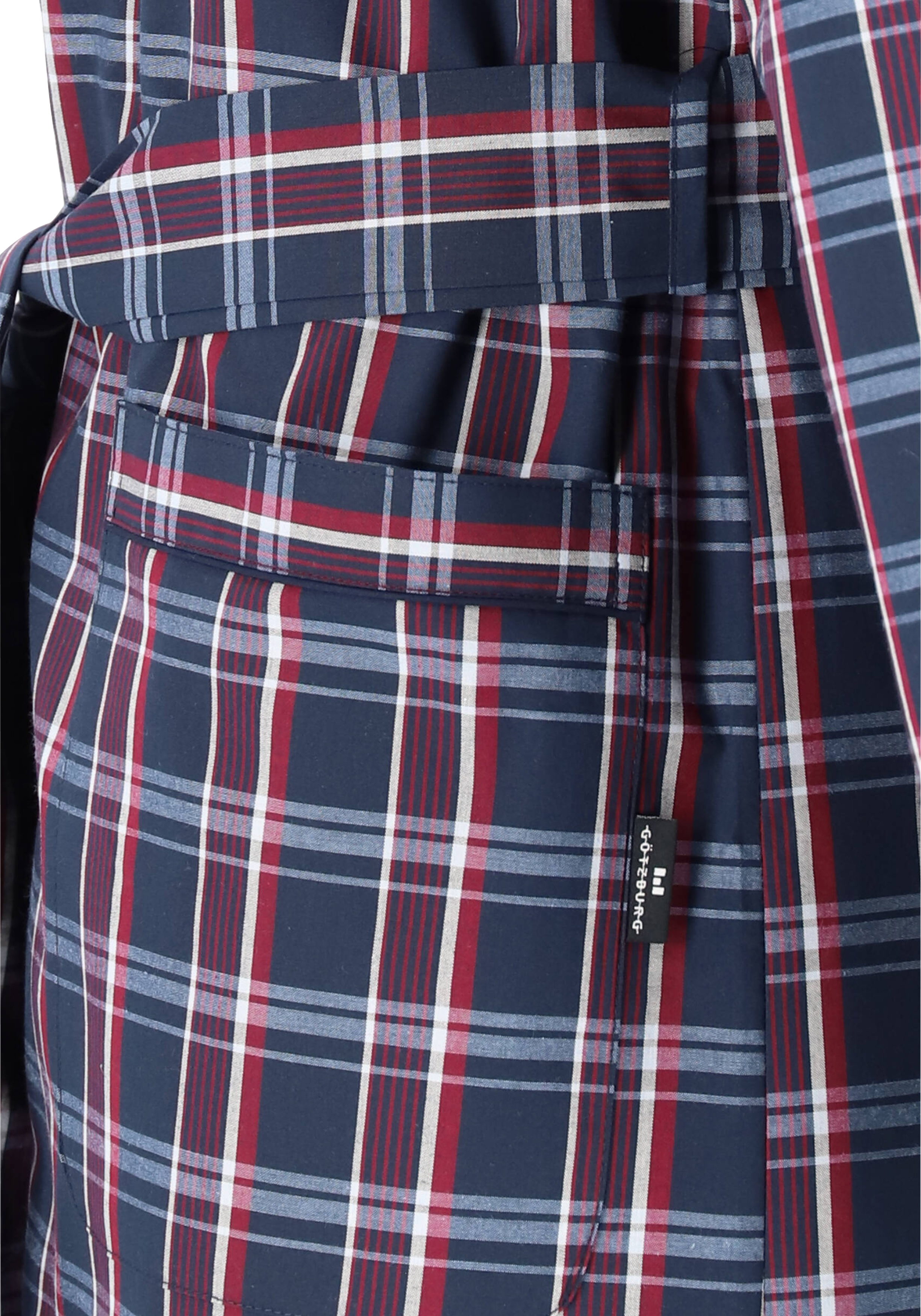 Gotzburg heren ochtendjas (dik), katoen gevoerd met badstof, blauw met rood en wit geruit