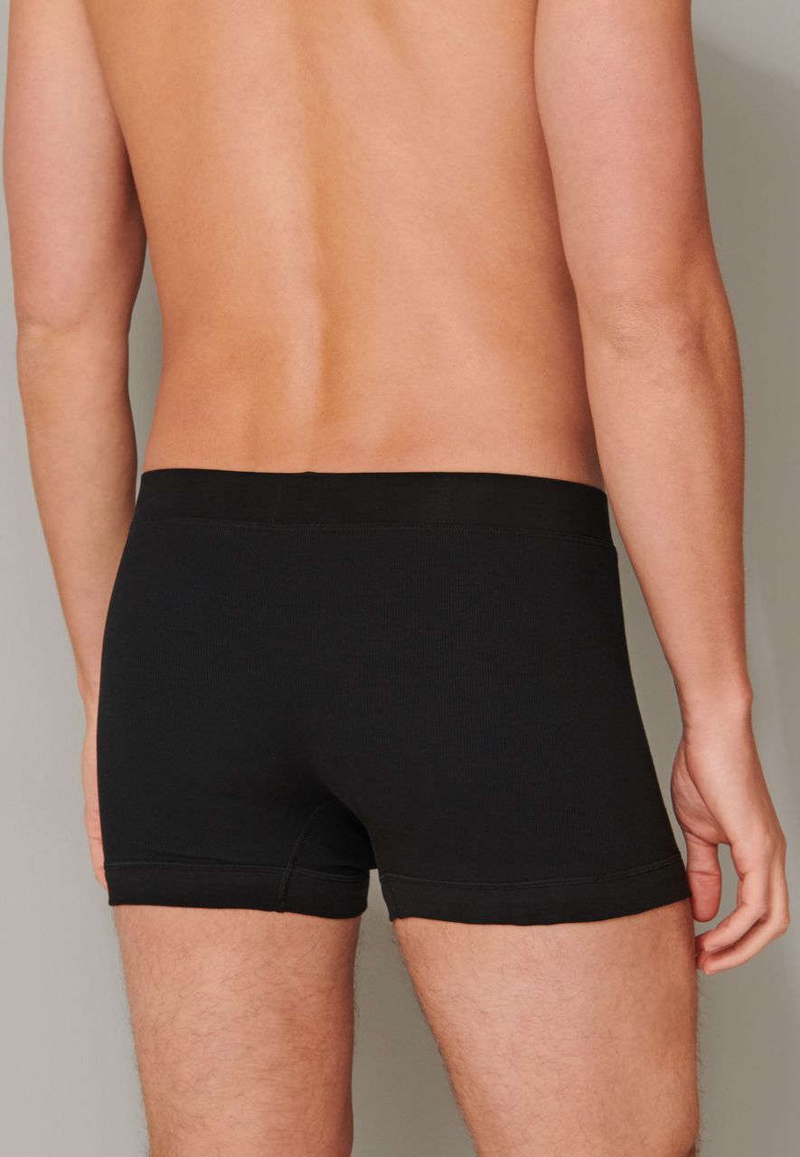 SCHIESSER Retro Rib boxer (1-pack), heren short dubbelrib biologisch katoen zwart