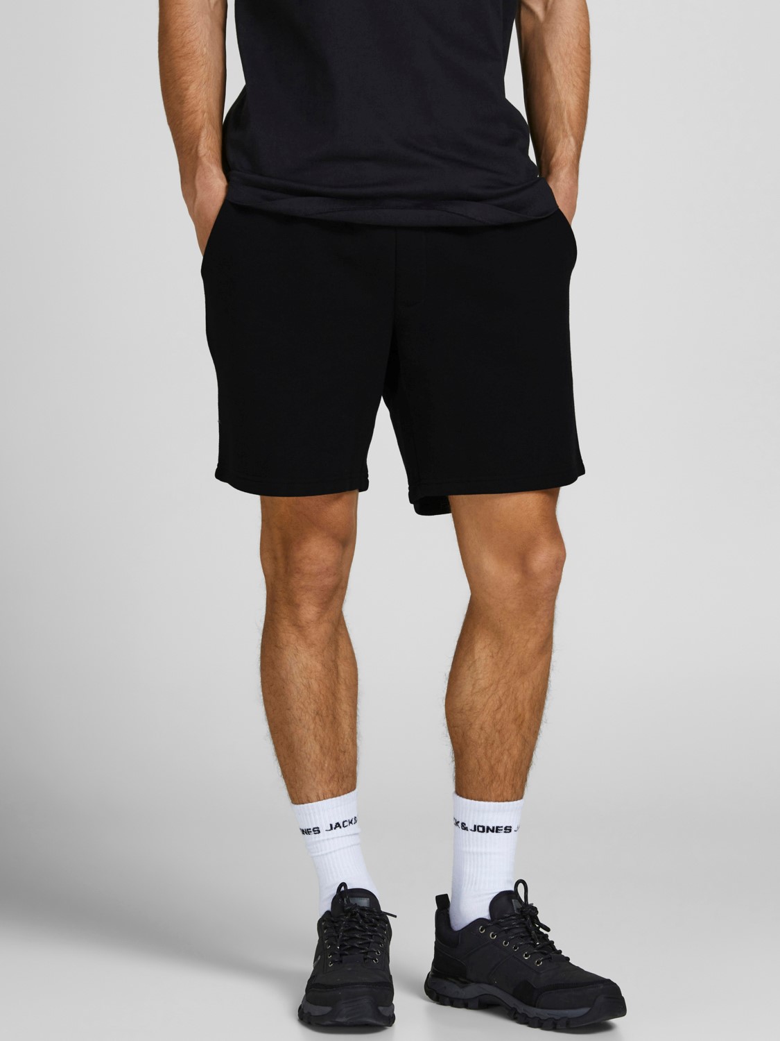 JACK & JONES Bradley Sweat Shorts loose fit, heren joggingbroek kort, zwart