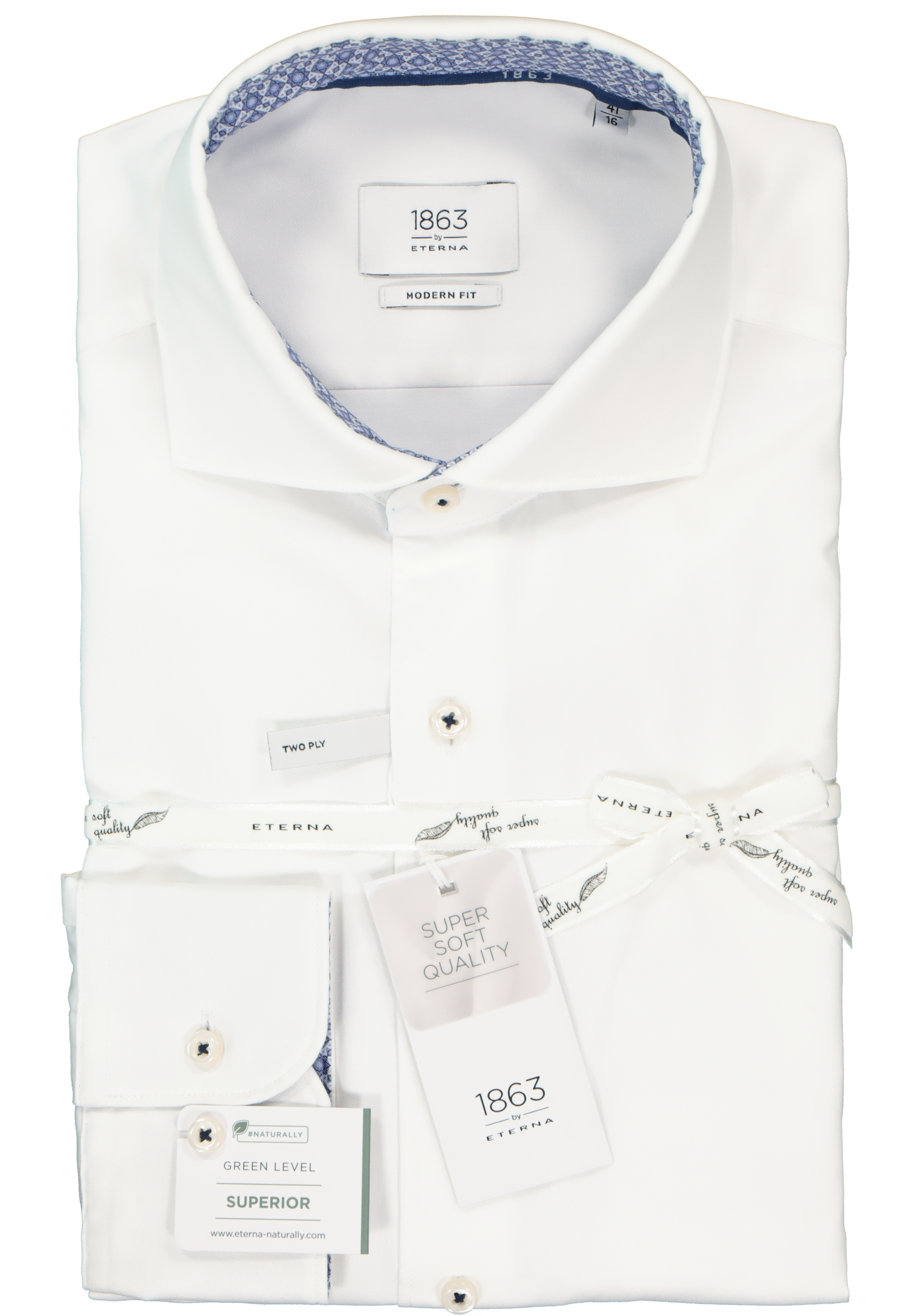 ETERNA modern fit overhemd, 1863 casual Soft tailoring, wit (contrast)