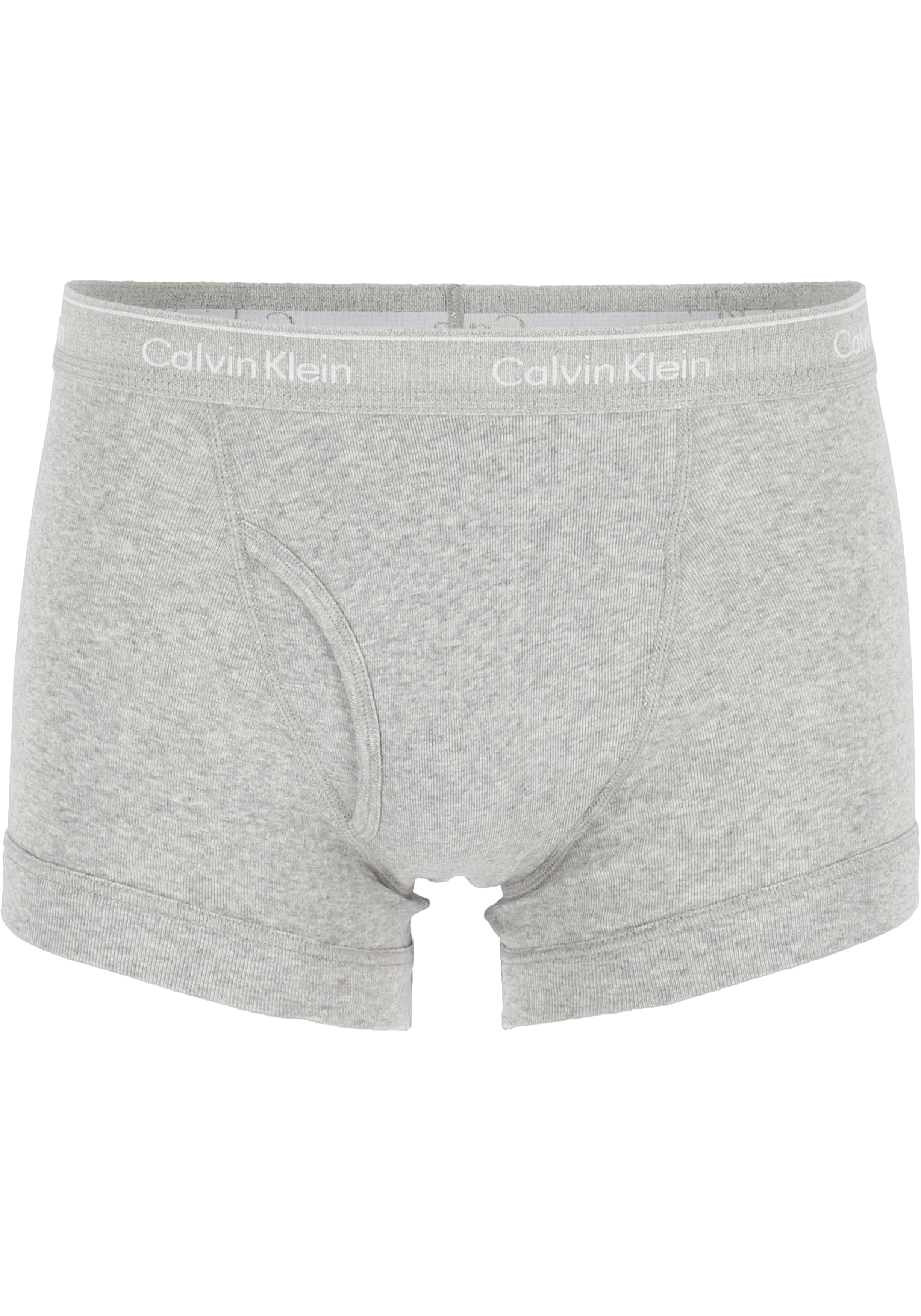 Calvin Klein trunks (3-pack), heren boxer normale lengte met gulp, zwart, wit, grijs