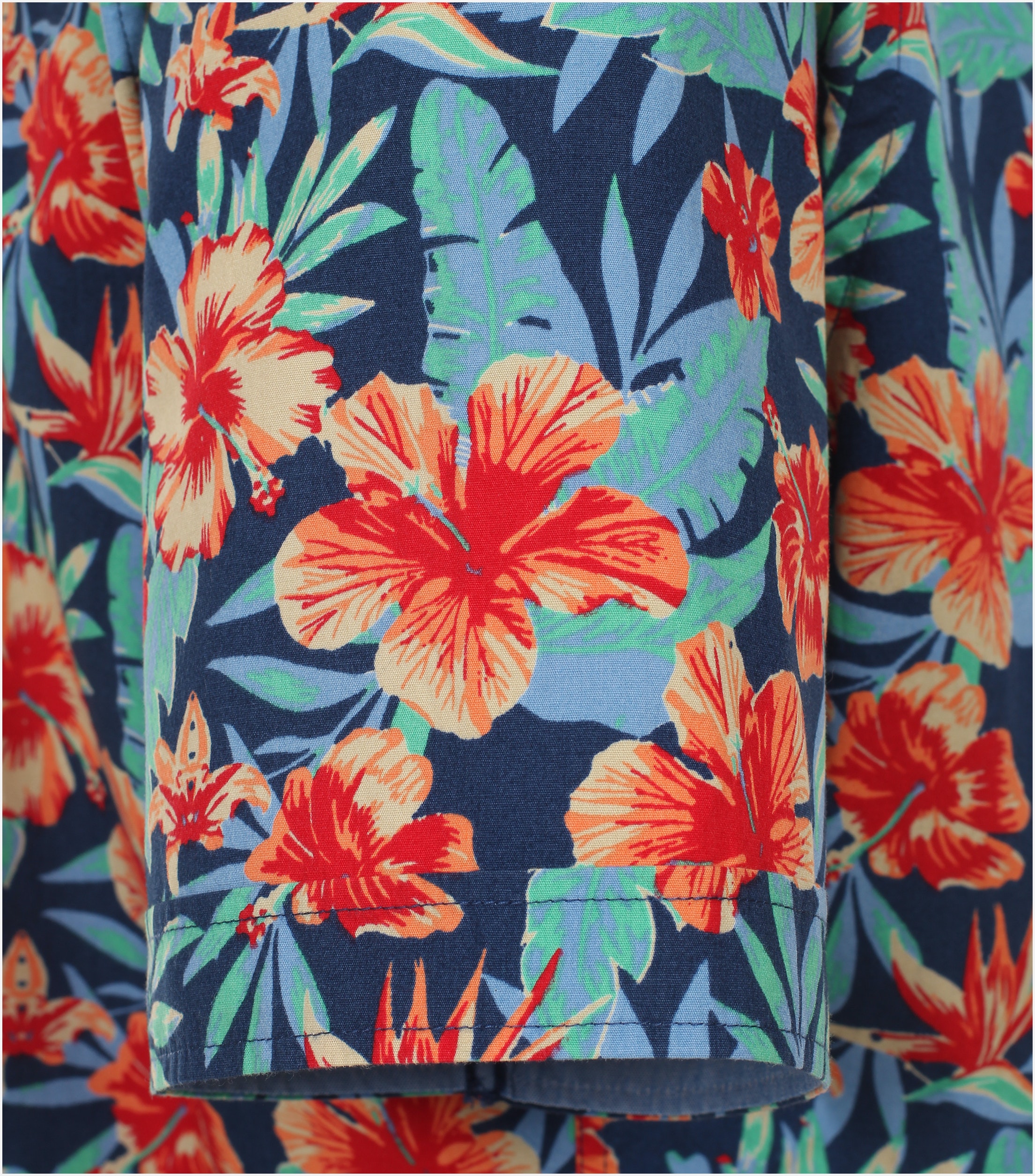 Redmond modern fit overhemd, korte mouw, popeline, blauw dessin