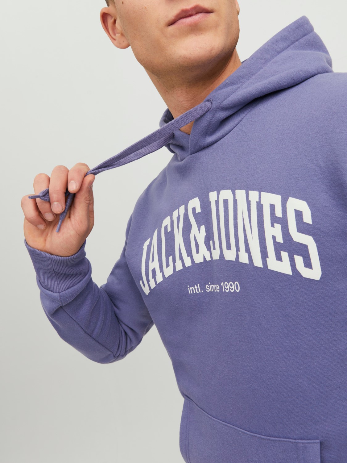 JACK & JONES Josh sweat hood regular fit, heren hoodie katoenmengsel met capuchon, paars