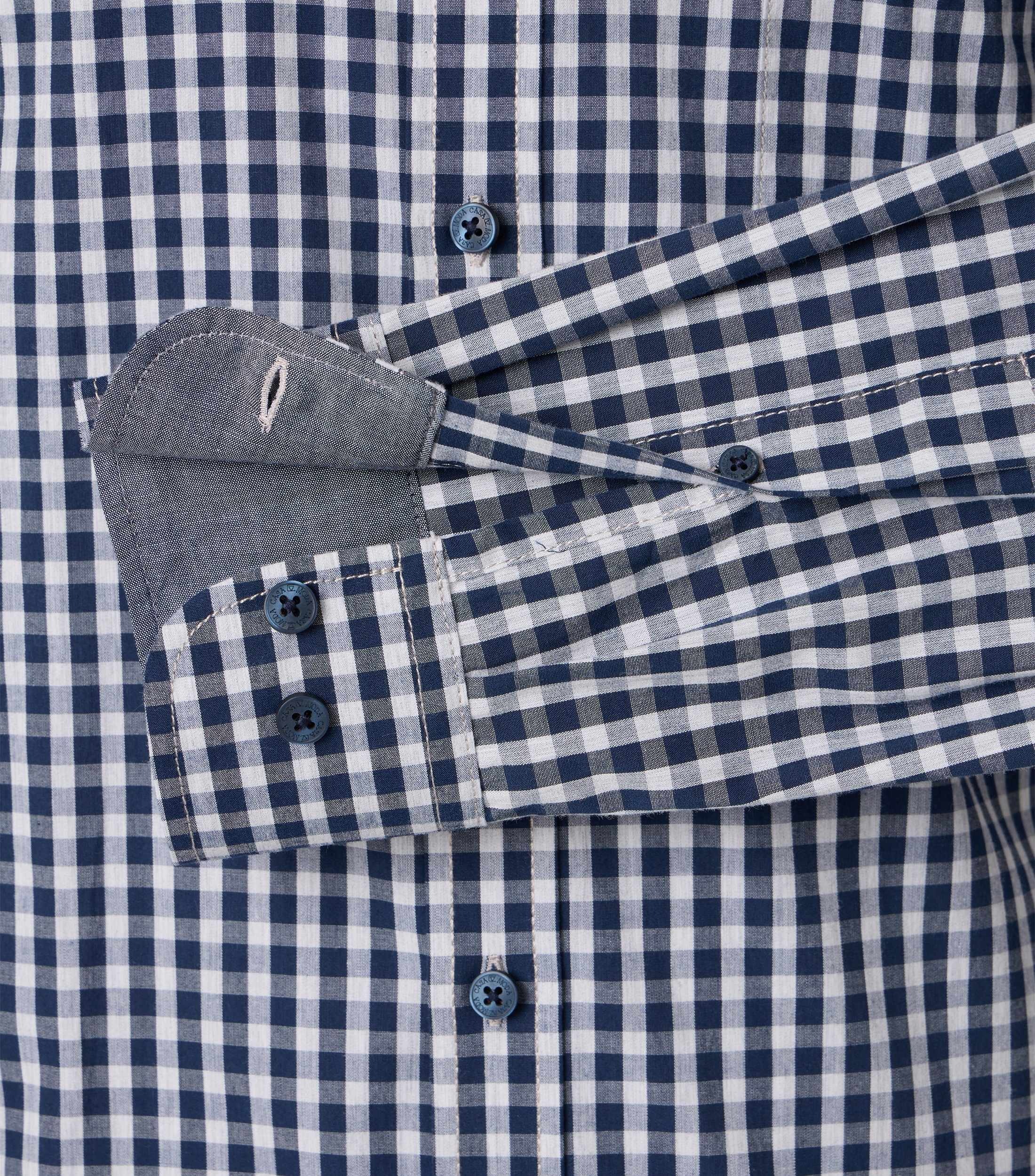CASA MODA Sport casual fit overhemd, structuur, donkerblauw met wit geruit