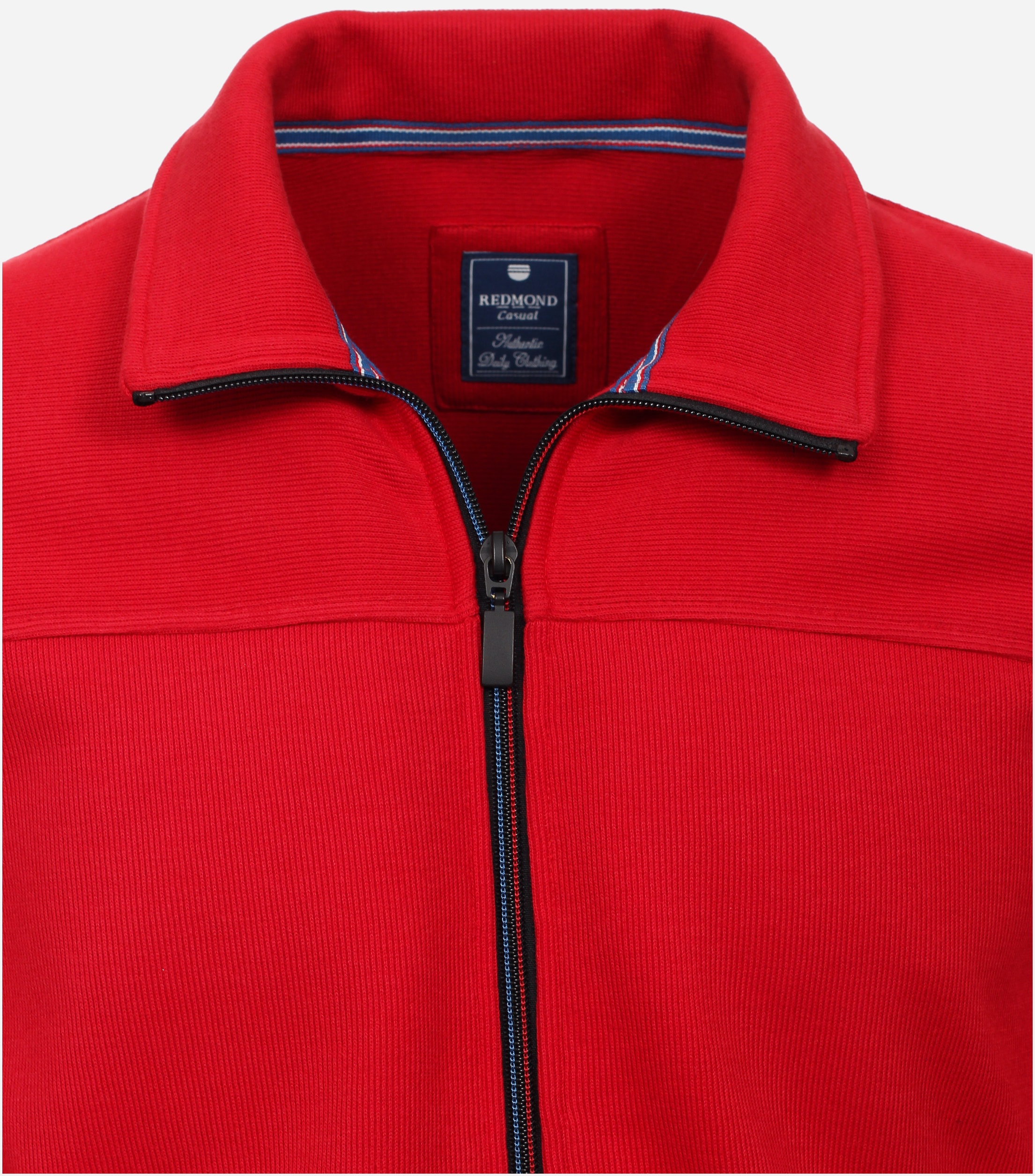 Redmond heren sweatvest katoen, opstaande kraag, rood (middeldik)