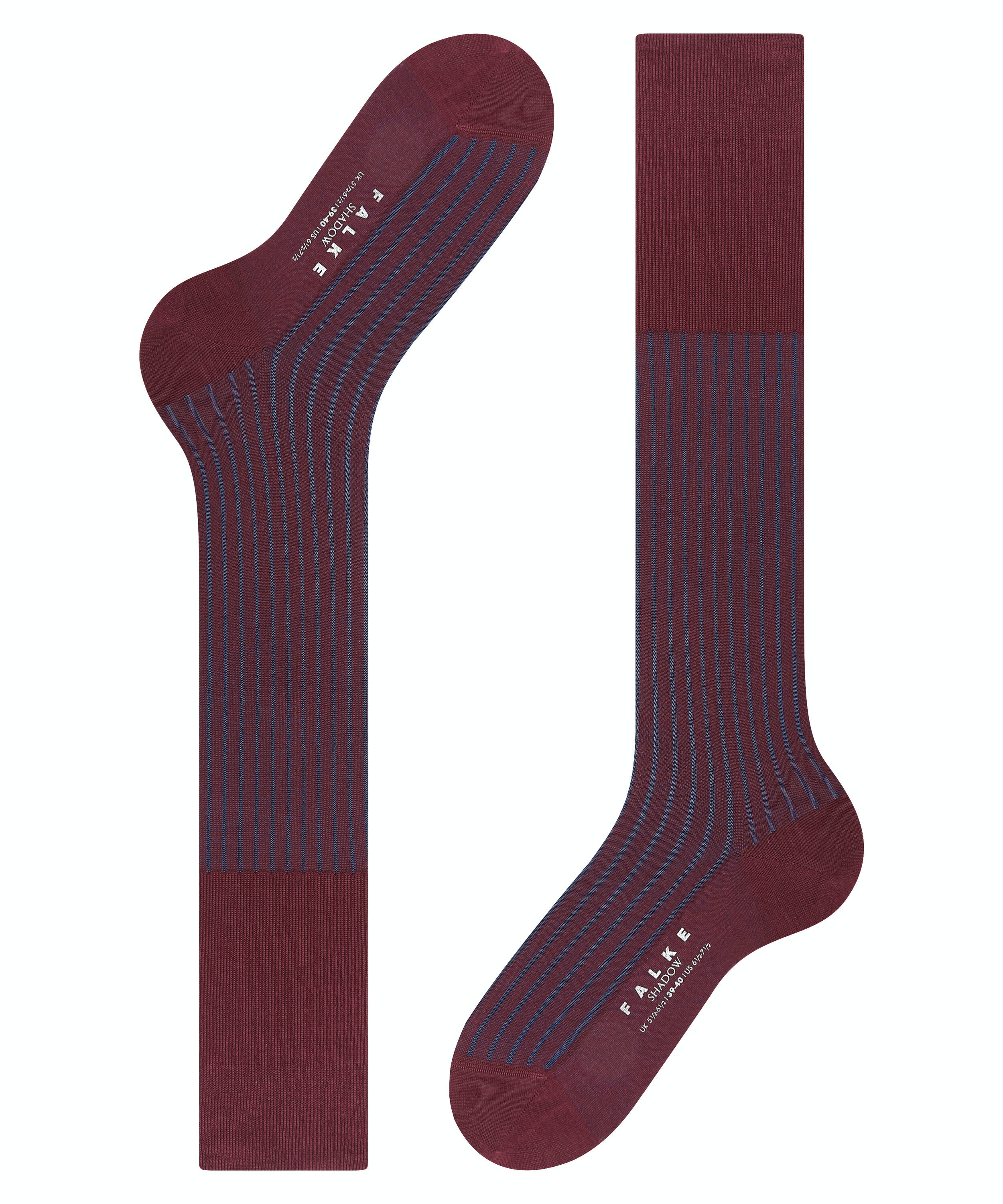 FALKE Shadow heren kniekousen, bordeaux rood (blackberry)