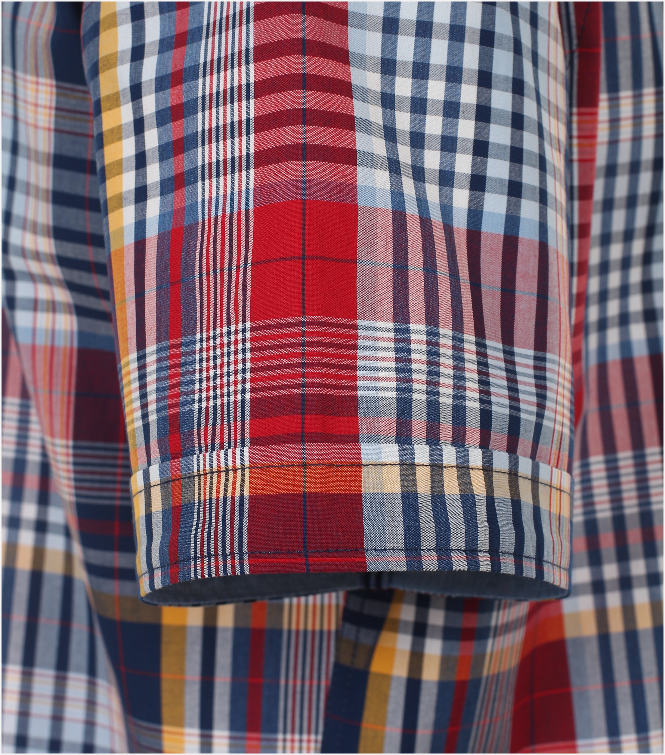 Redmond comfort fit overhemd, korte mouw, popeline, rood geruit