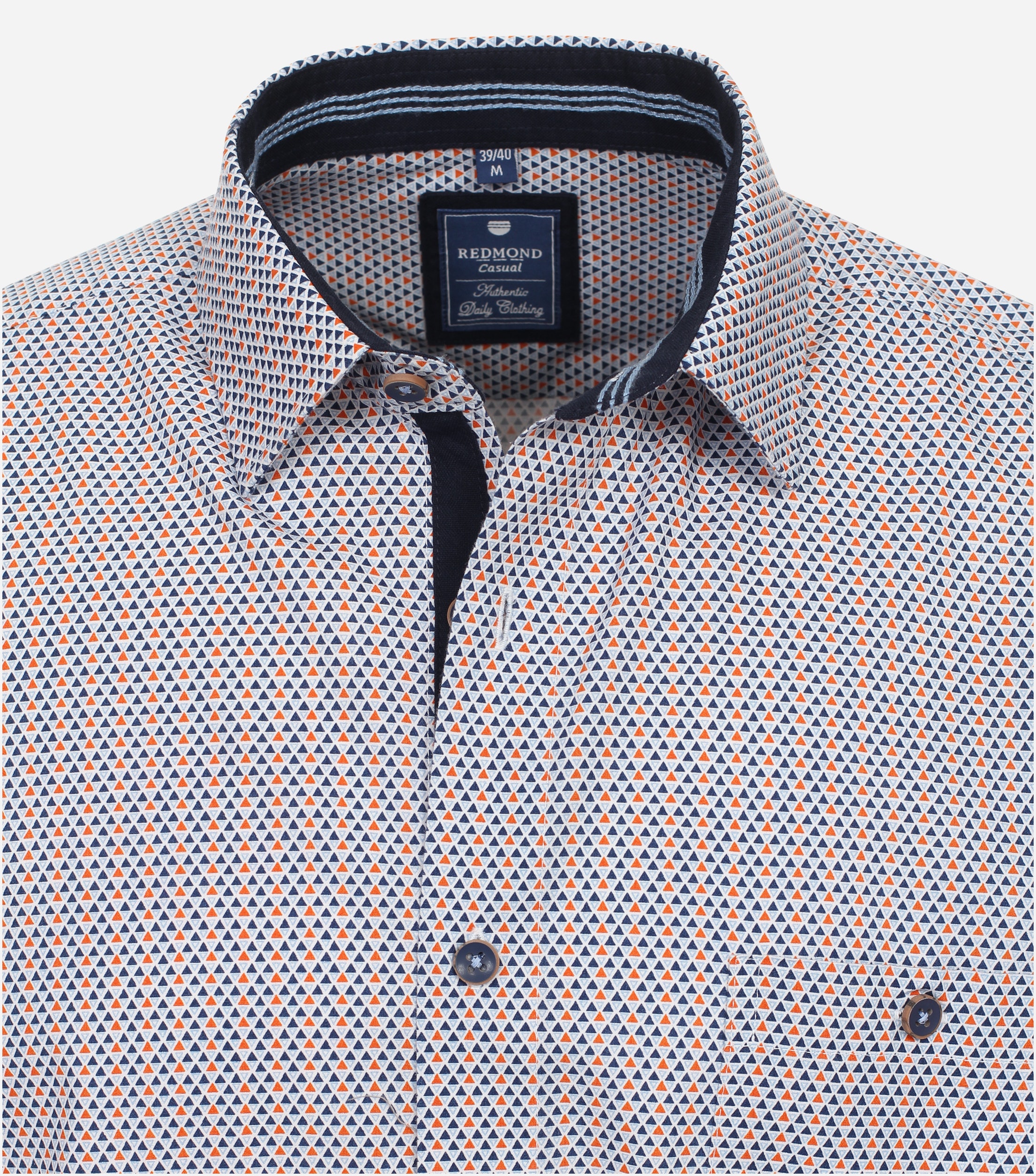 Redmond comfort fit overhemd, popeline, blauw dessin