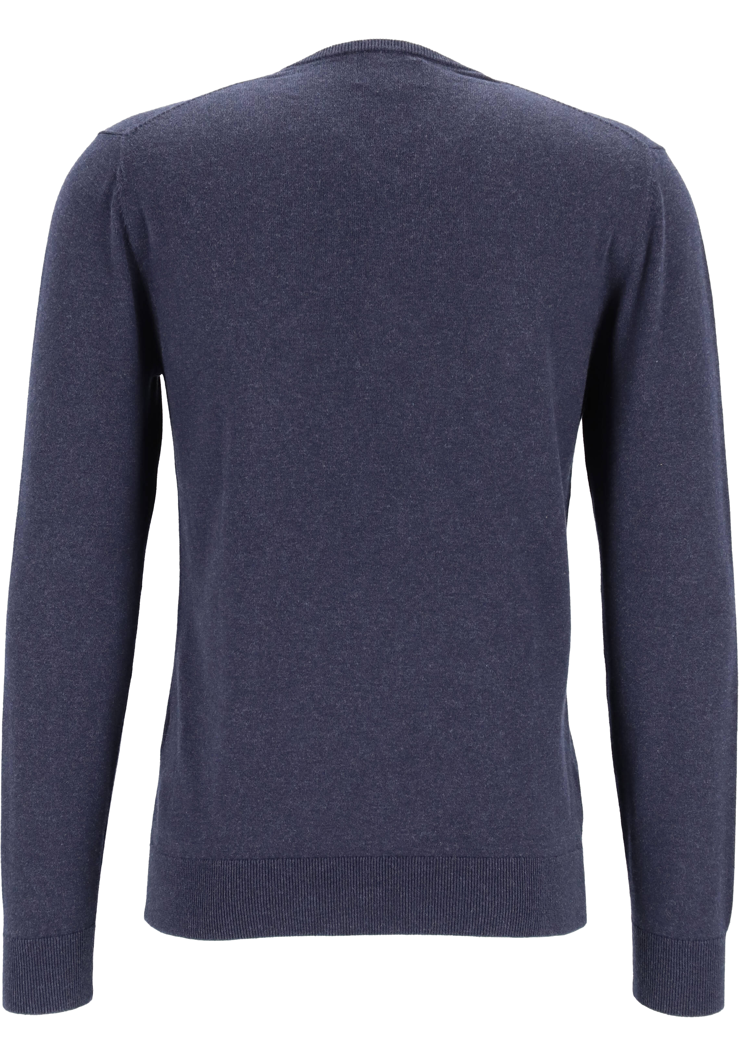 Michaelis heren trui katoen, slim fit met V-hals, marine blauw