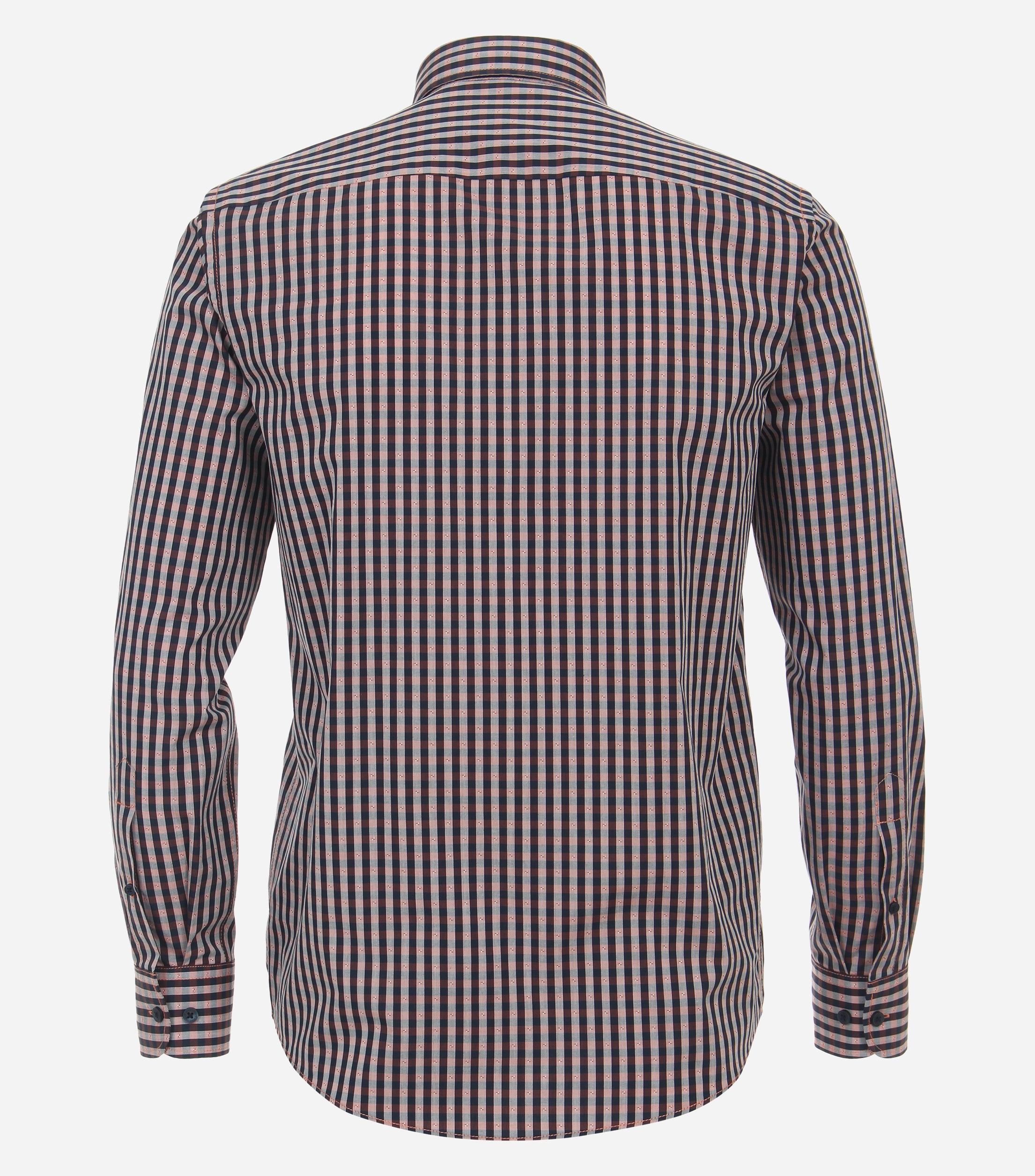 CASA MODA Sport casual fit overhemd, mouwlengte 72 cm, dobby, blauw met wit en oranje geruit