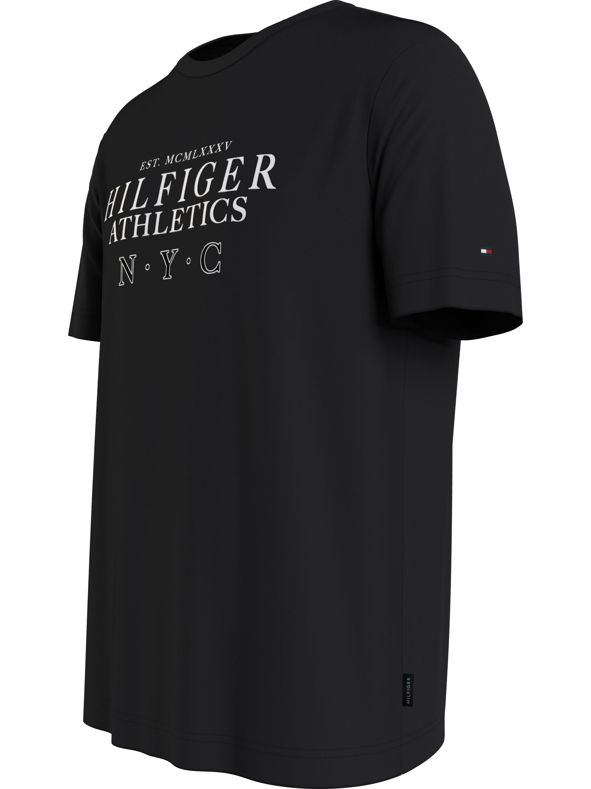 Tommy Hilfiger Hilfiger Ath Stack Tee, heren T-shirt korte mouw O-hals, zwart