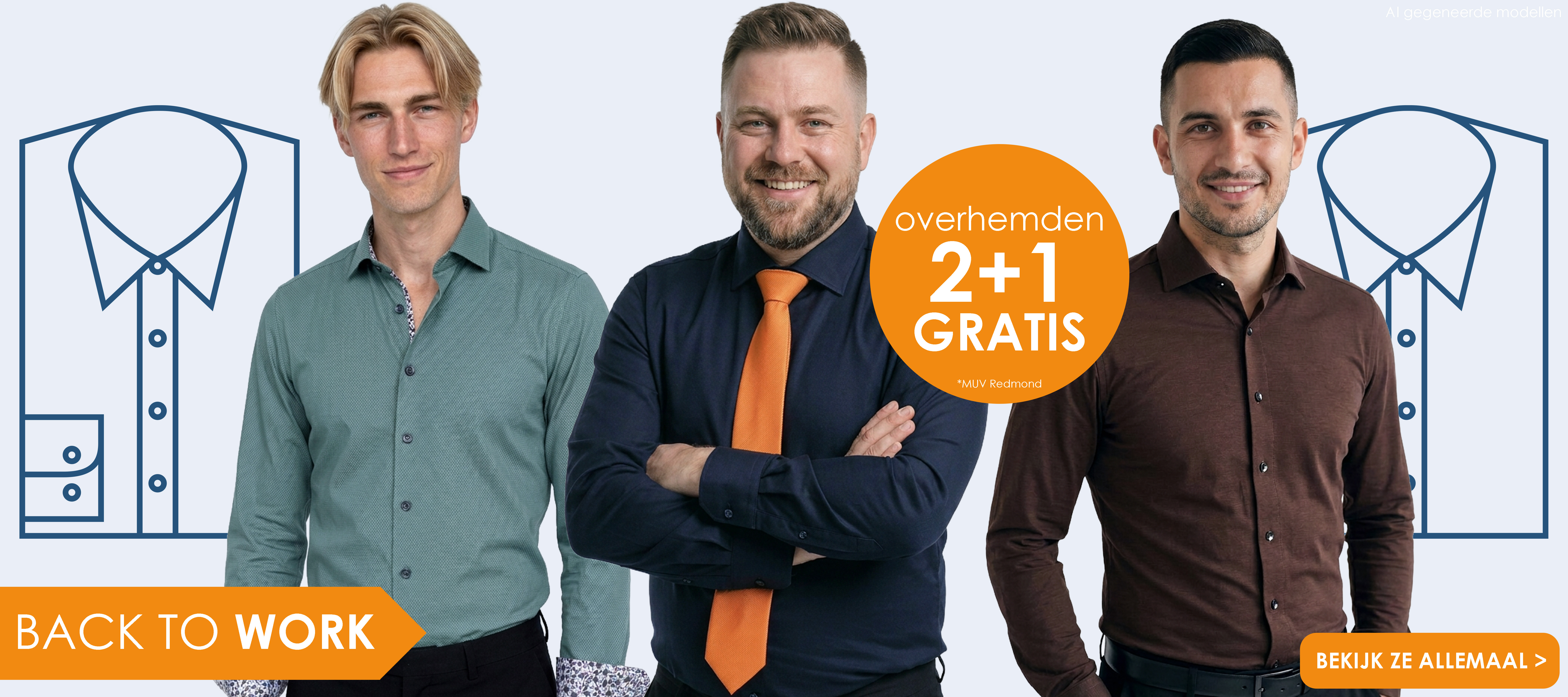 Back to work, overhemden 2 plus 1 gratis bij HemdVoorHem, bekijk ze allemaal!