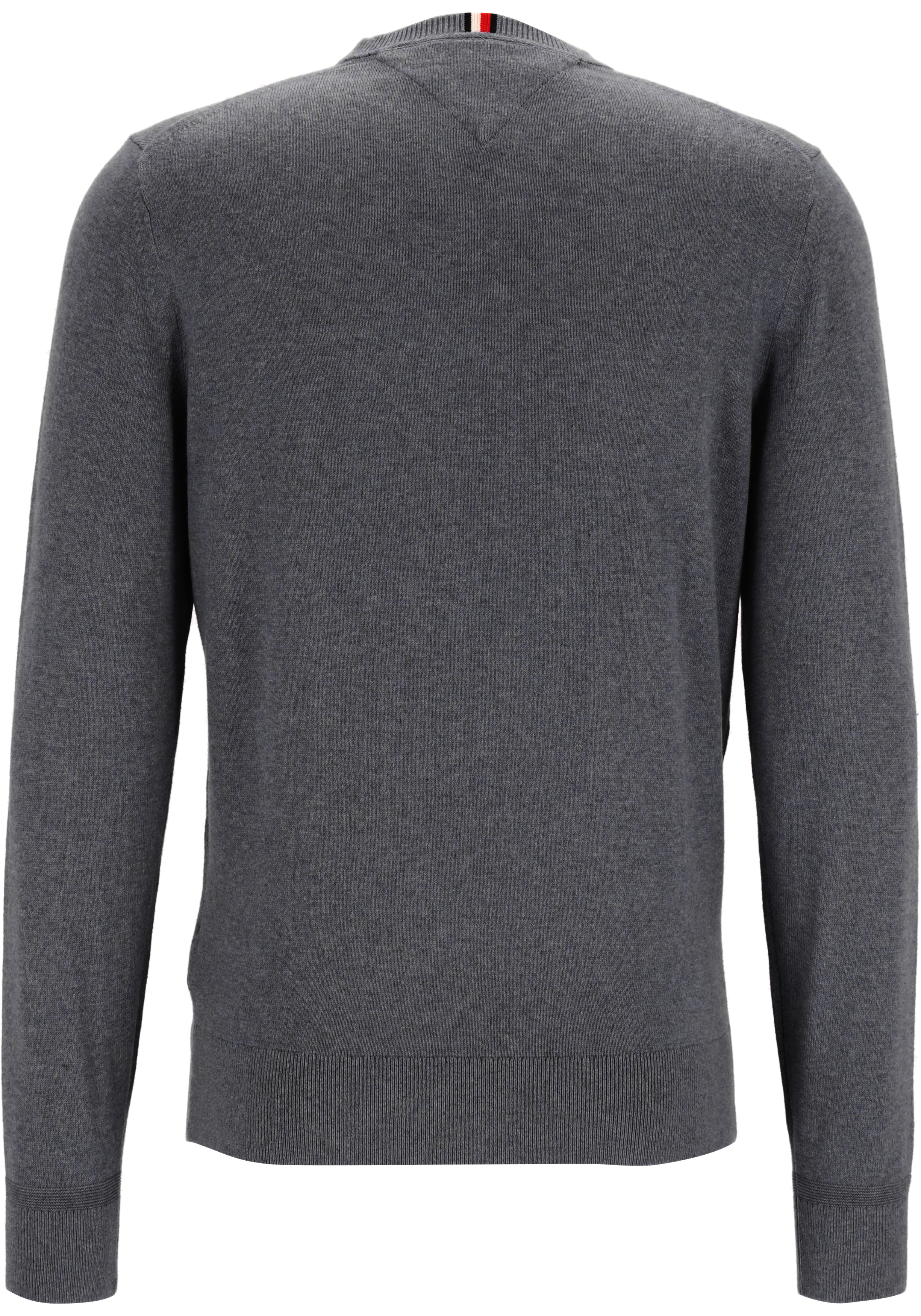 Tommy Hilfiger O-hals trui katoen met kasjmier, Pima Organic Cotton Cashmere, donkergrijs melange (Dark Grey Heather)