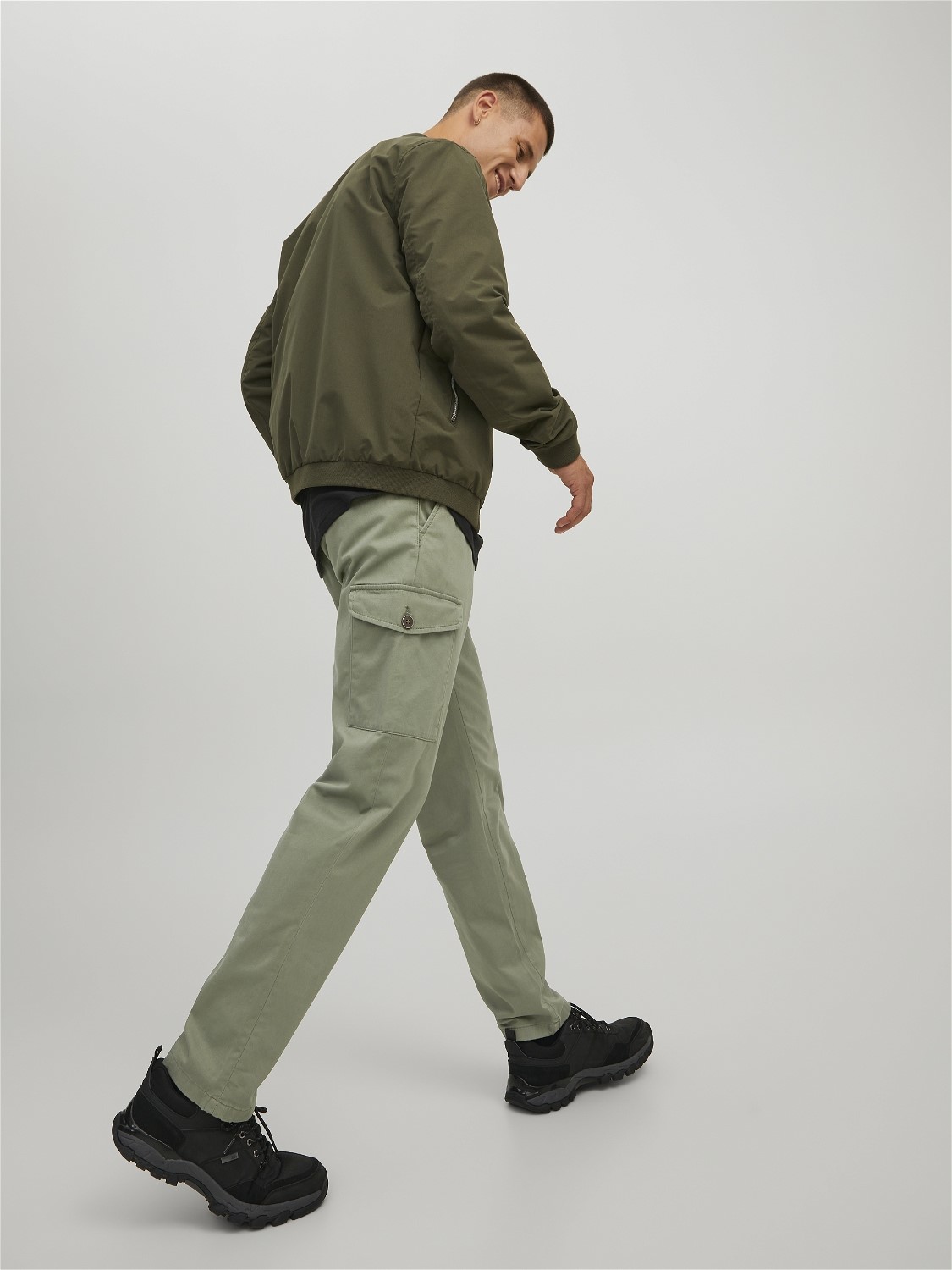JACK & JONES Ollie Bowie Cargo loose fit, heren cargo broek, olijfgroen