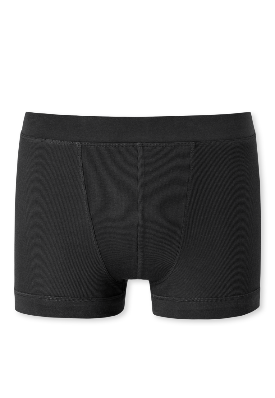 SCHIESSER Retro Rib boxer (1-pack), heren short dubbelrib biologisch katoen zwart