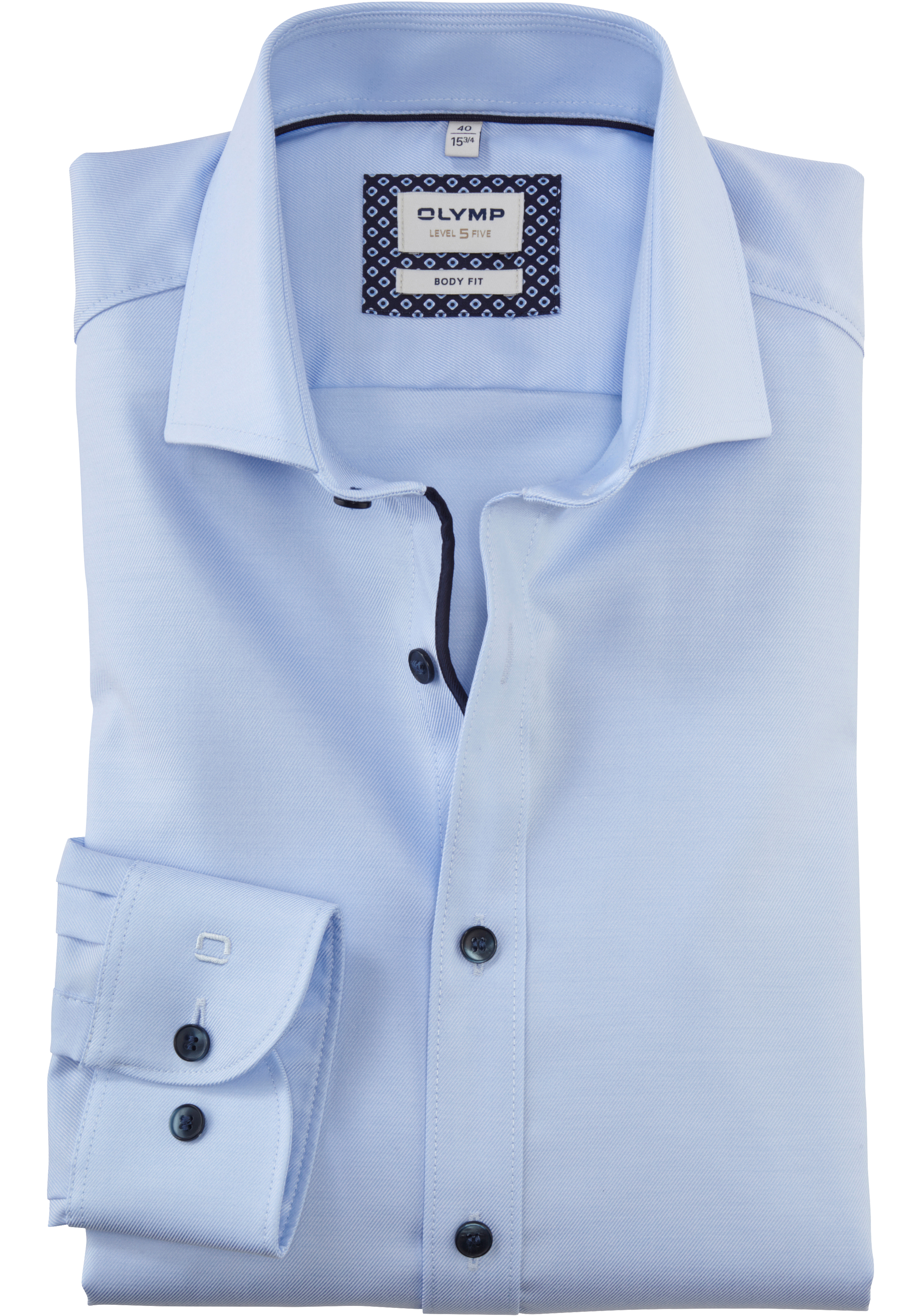 OLYMP Level 5 body fit overhemd, twill, lichtblauw