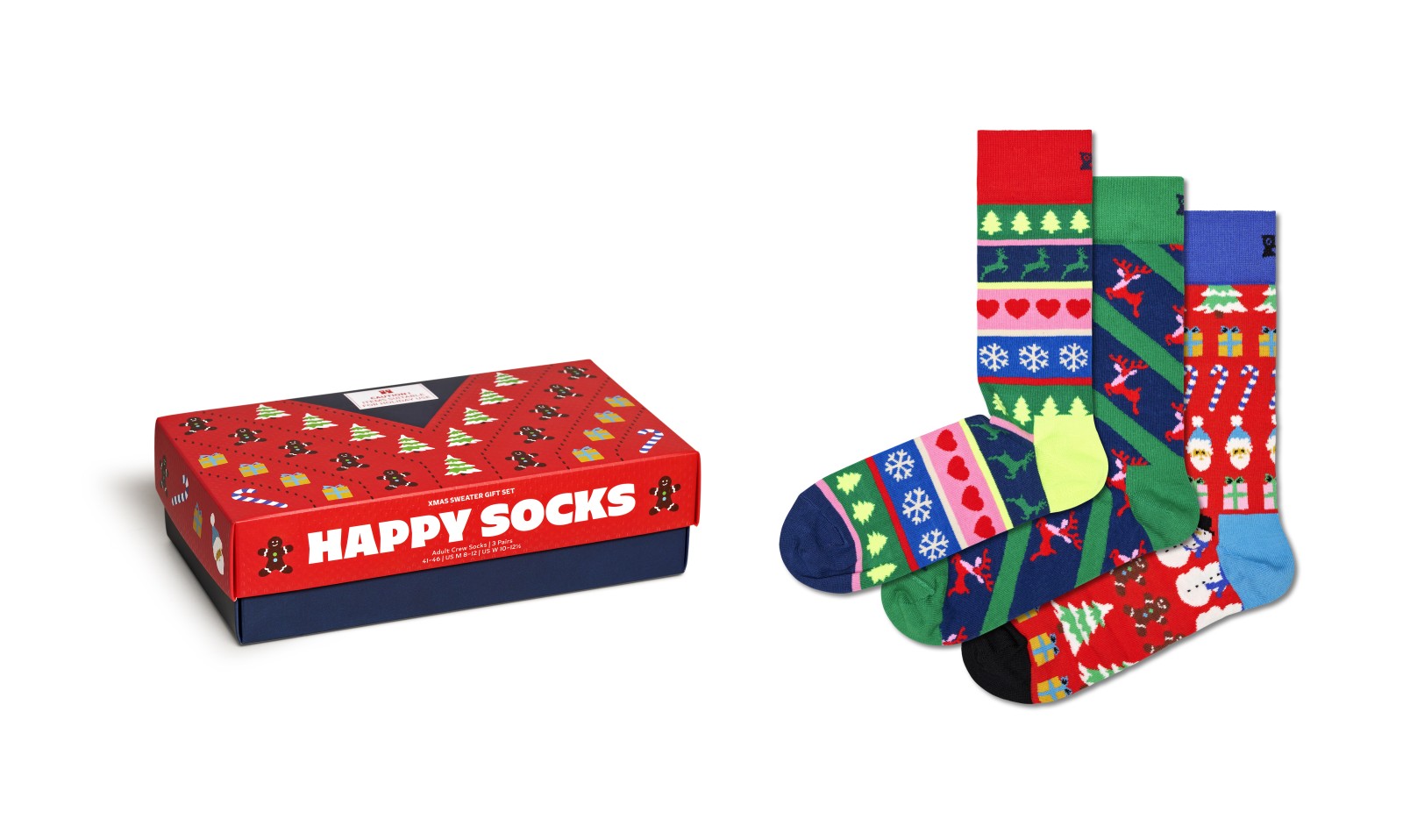 Happy Socks X-Mas Sweater Socks Gift Set (3-pack), unisex sokken in cadeauverpakking