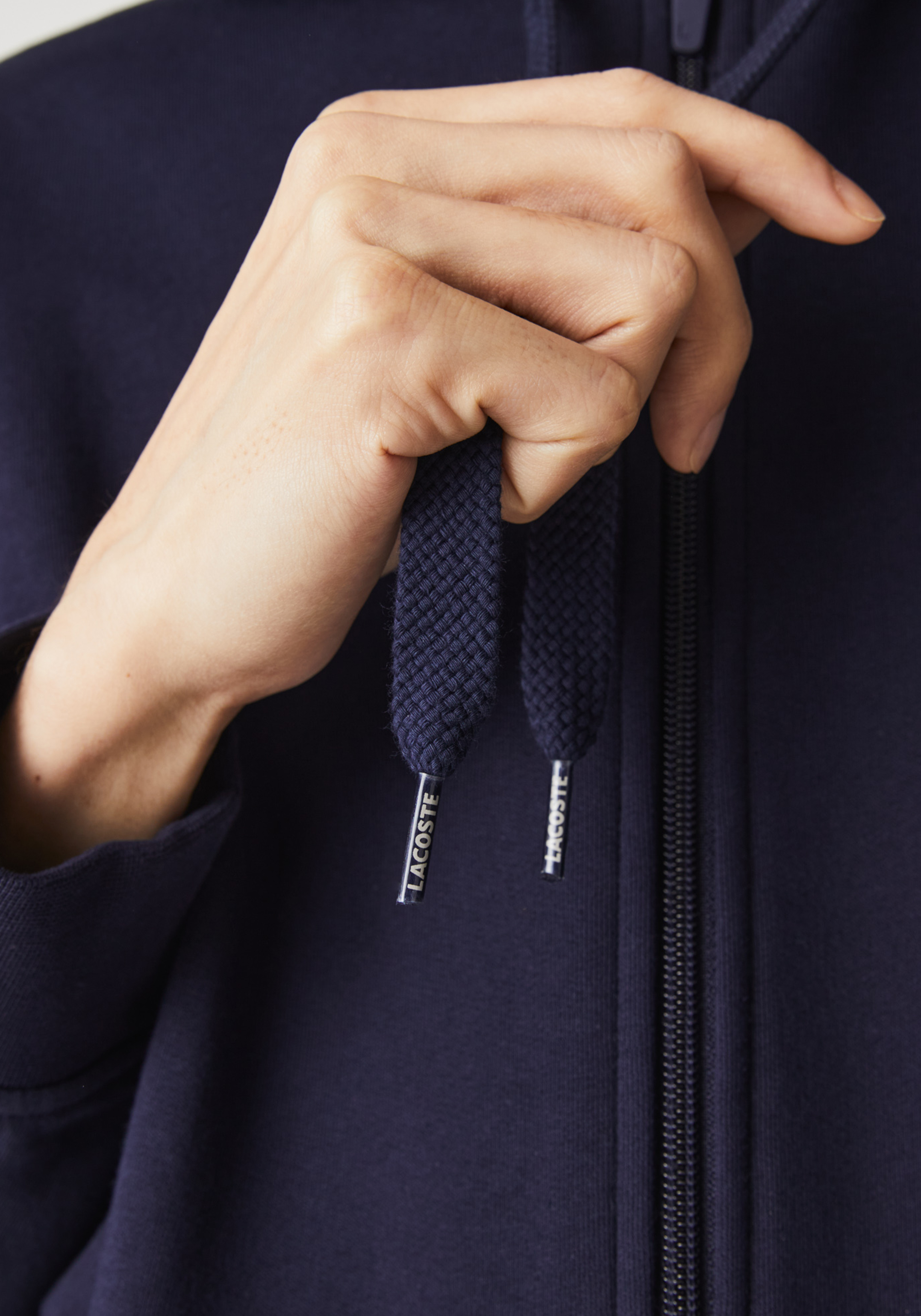 Lacoste heren hoodie sweatsvest, met rits, donkerblauw