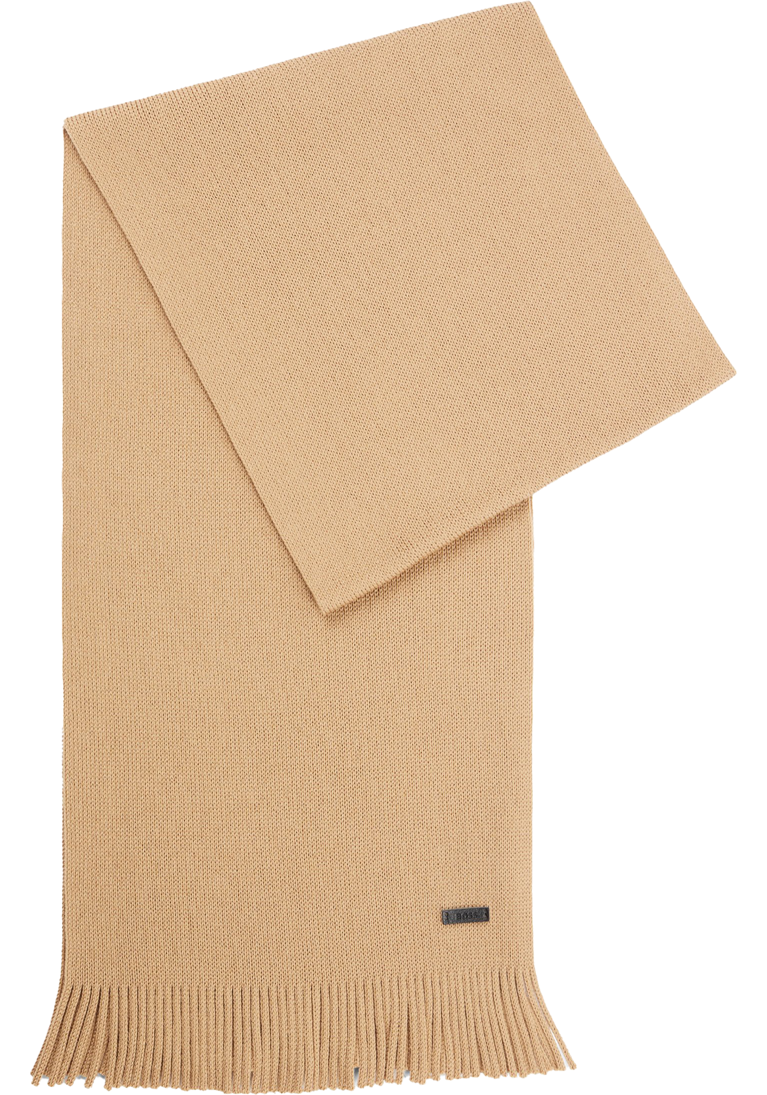 HUGO BOSS sjaal wol, heren sjaal gebreid, midden beige