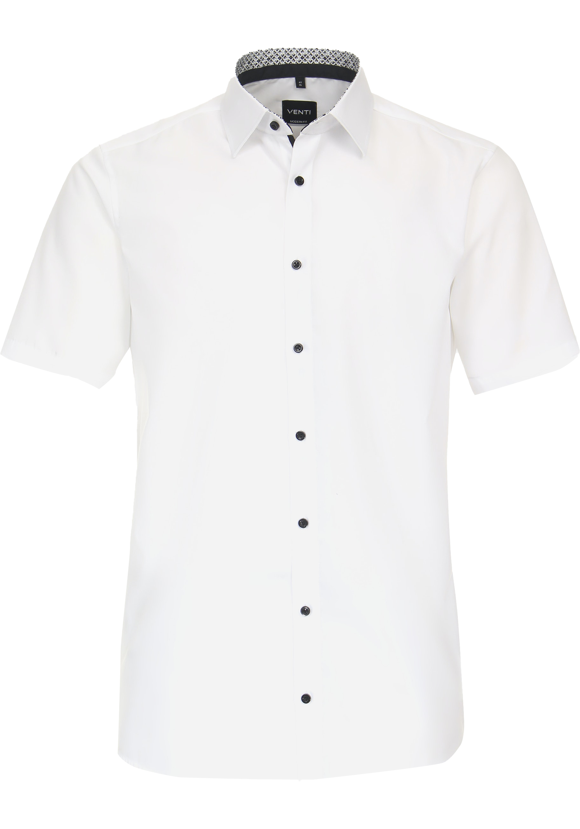 VENTI modern fit overhemd, korte mouw, popeline, wit