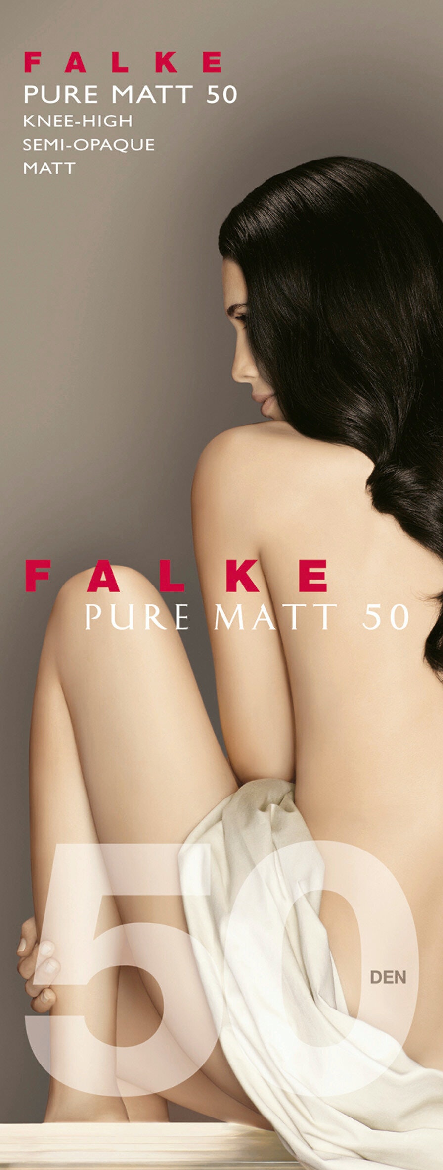 FALKE Pure Matt 50 DEN dames kniekousen, donkerrood (barolo)