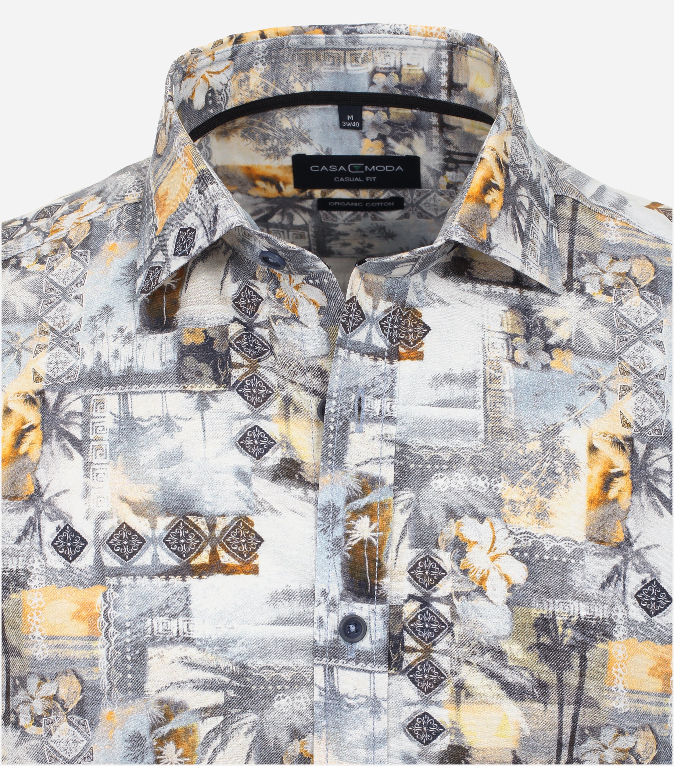 CASA MODA Sport casual fit overhemd, popeline, blauw dessin