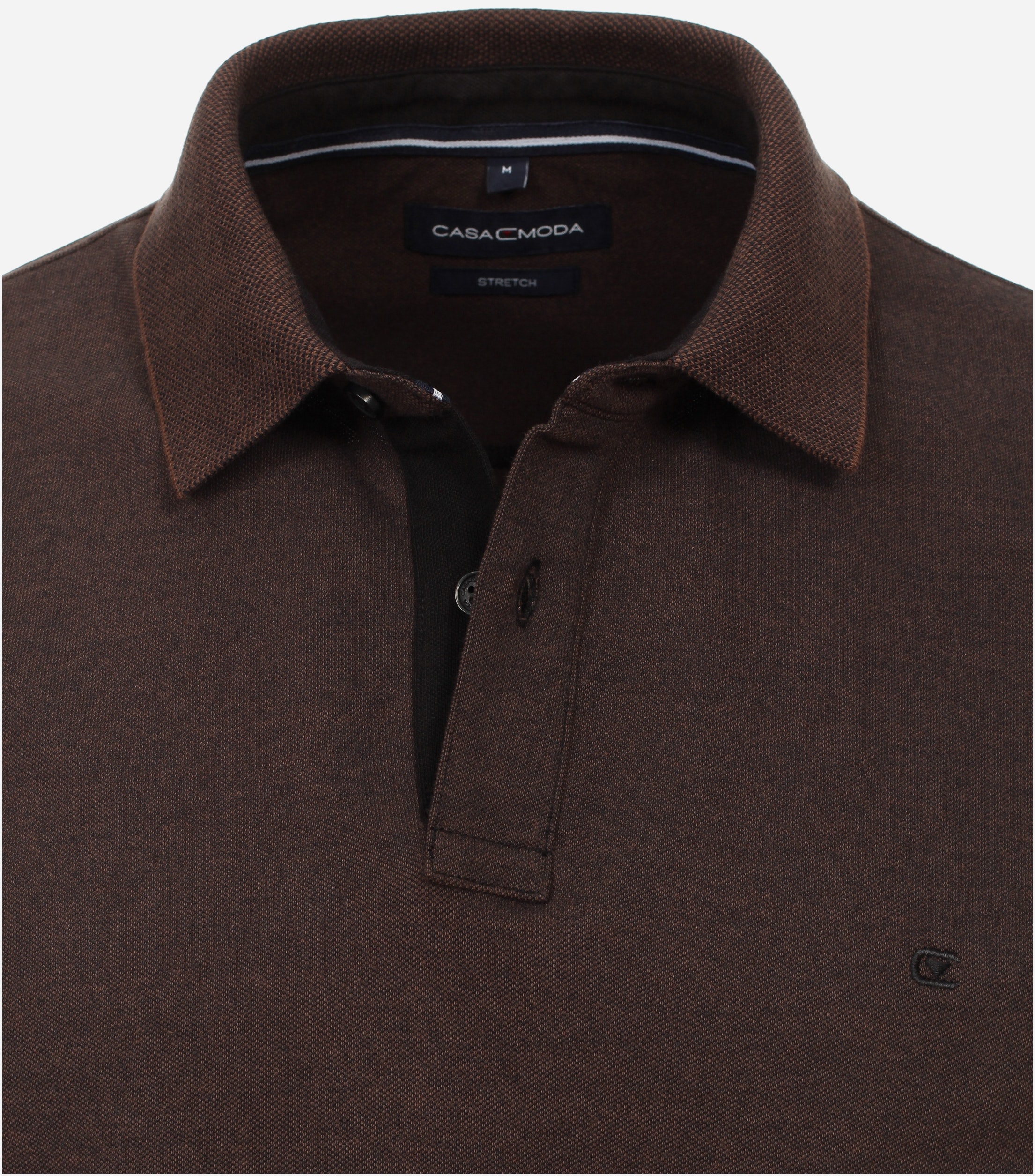 CASA MODA comfort fit heren polo, donkerbruin