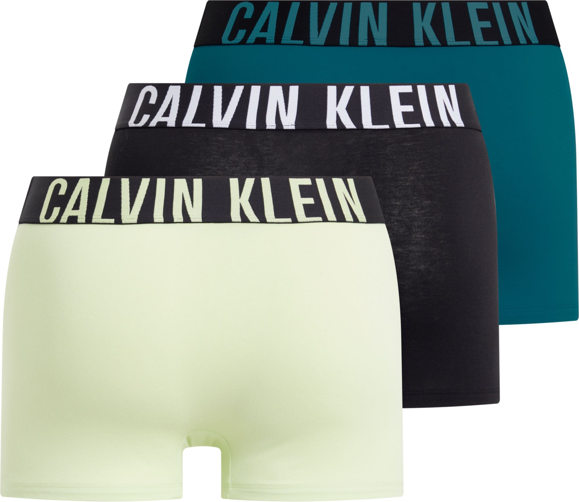 Calvin Klein Trunk (3-pack), heren boxers normale lengte, zwart, zeegroen, limegroen