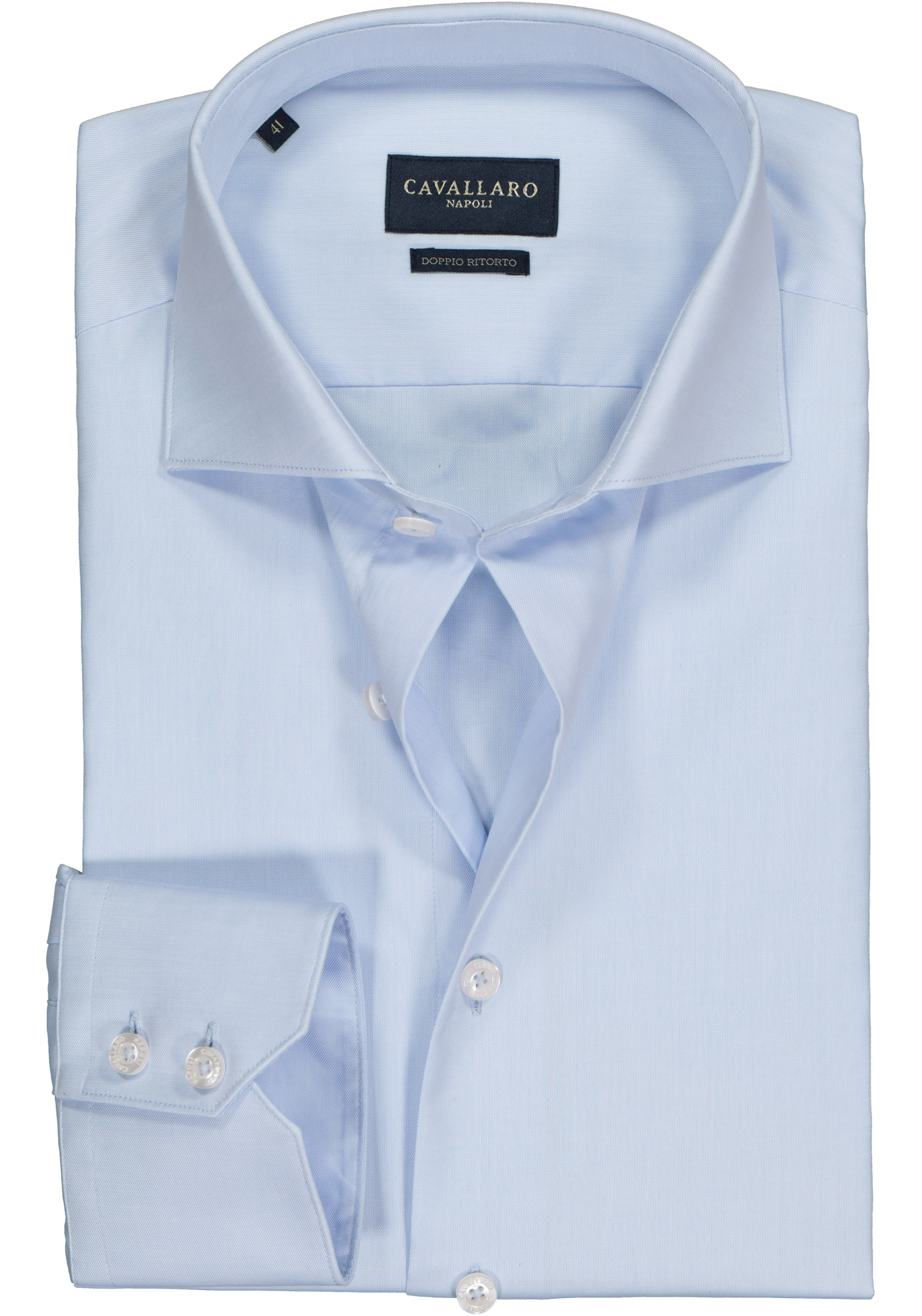 Cavallaro Napoli slim fit overhemd, twill, lichtblauw