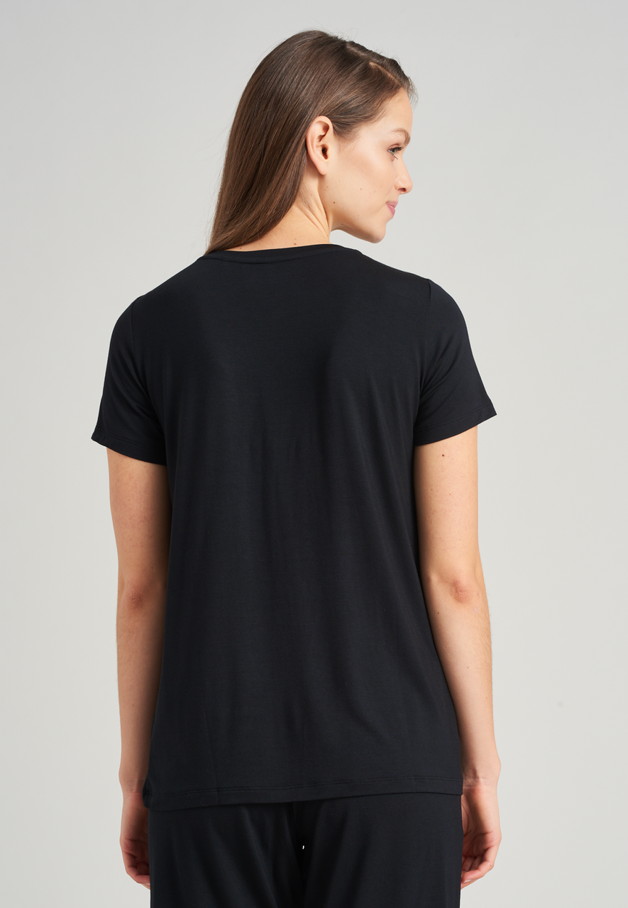 SCHIESSER Mix+Relax T-shirt, dames shirt korte mouwen modal zwart