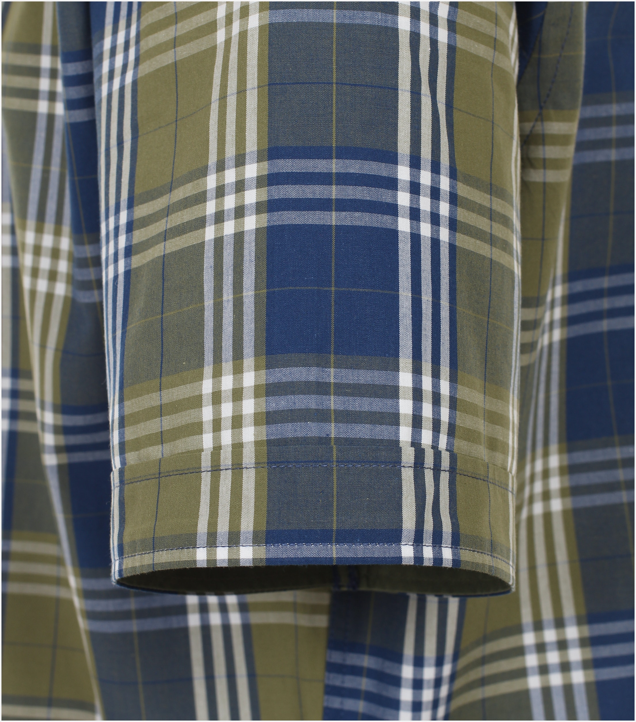 Redmond comfort fit overhemd, korte mouw, popeline, groen geruit