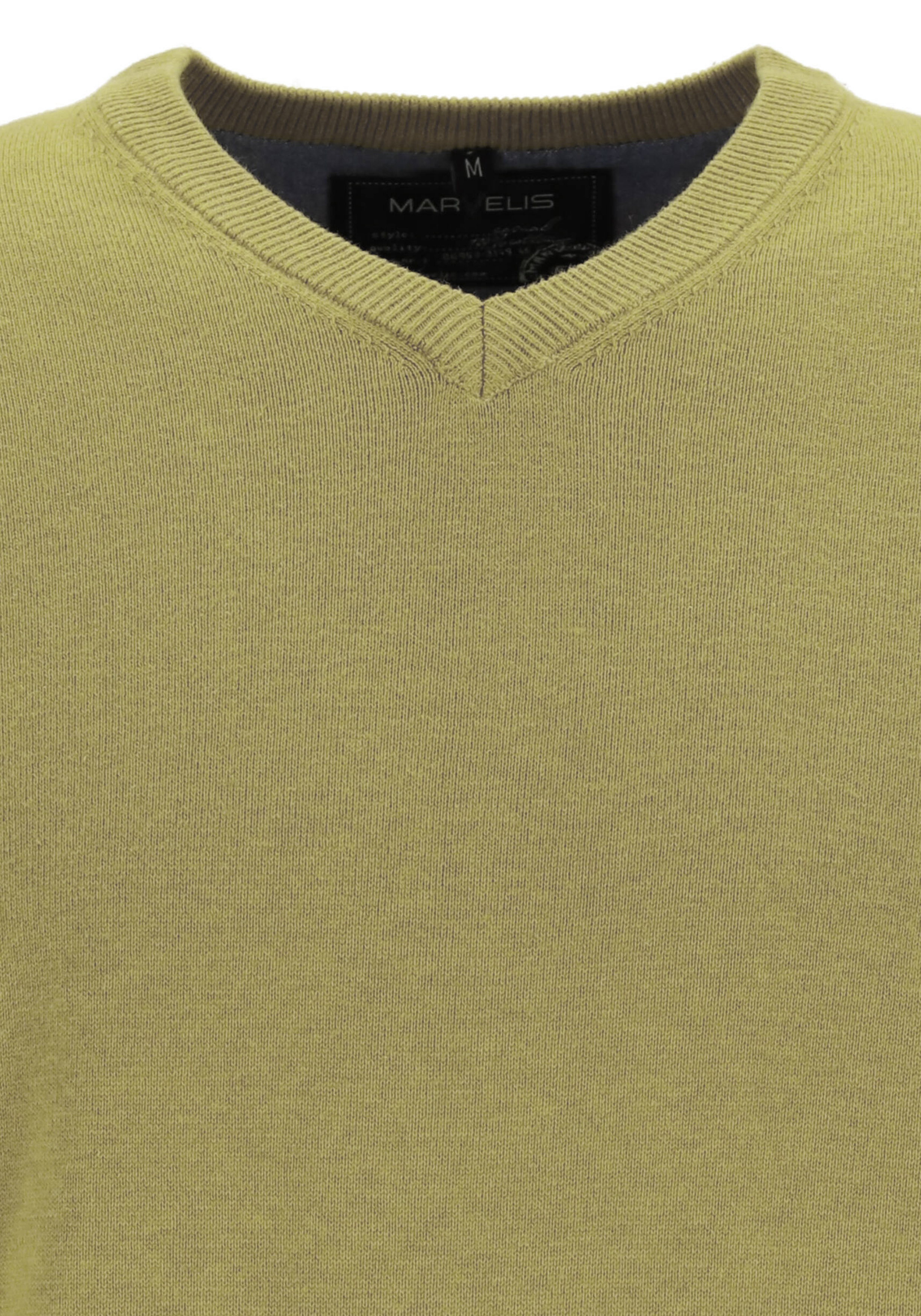 MARVELIS modern fit trui katoen, V-hals, lime groen