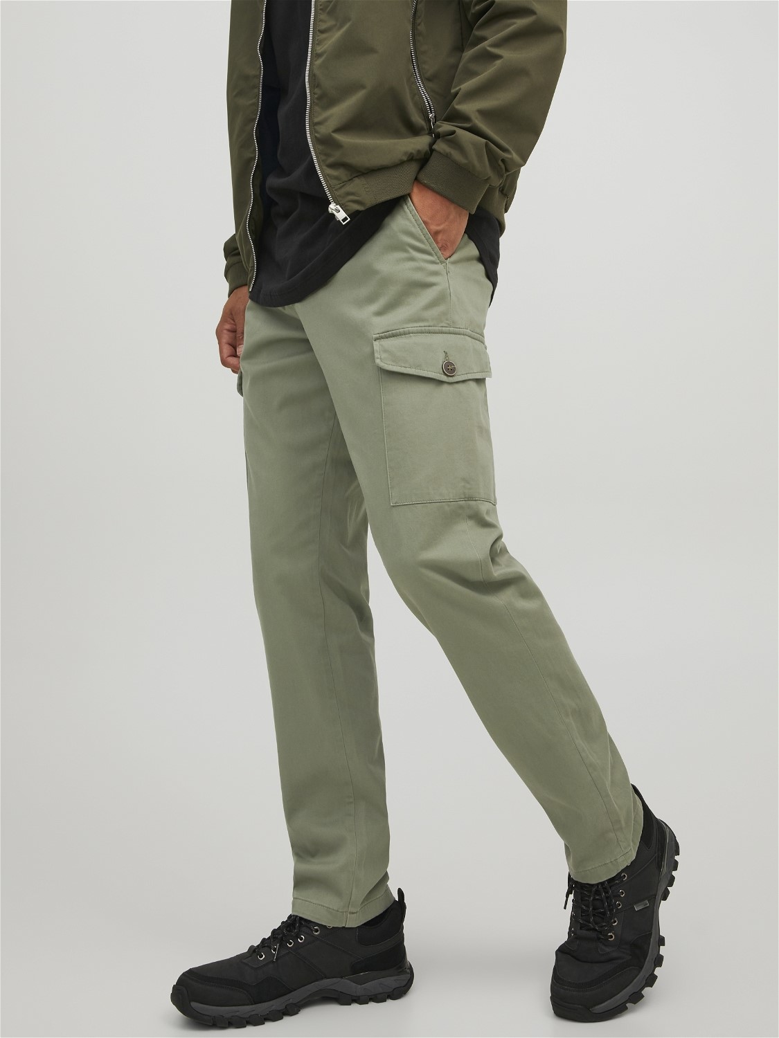 JACK & JONES Ollie Bowie Cargo loose fit, heren cargo broek, olijfgroen
