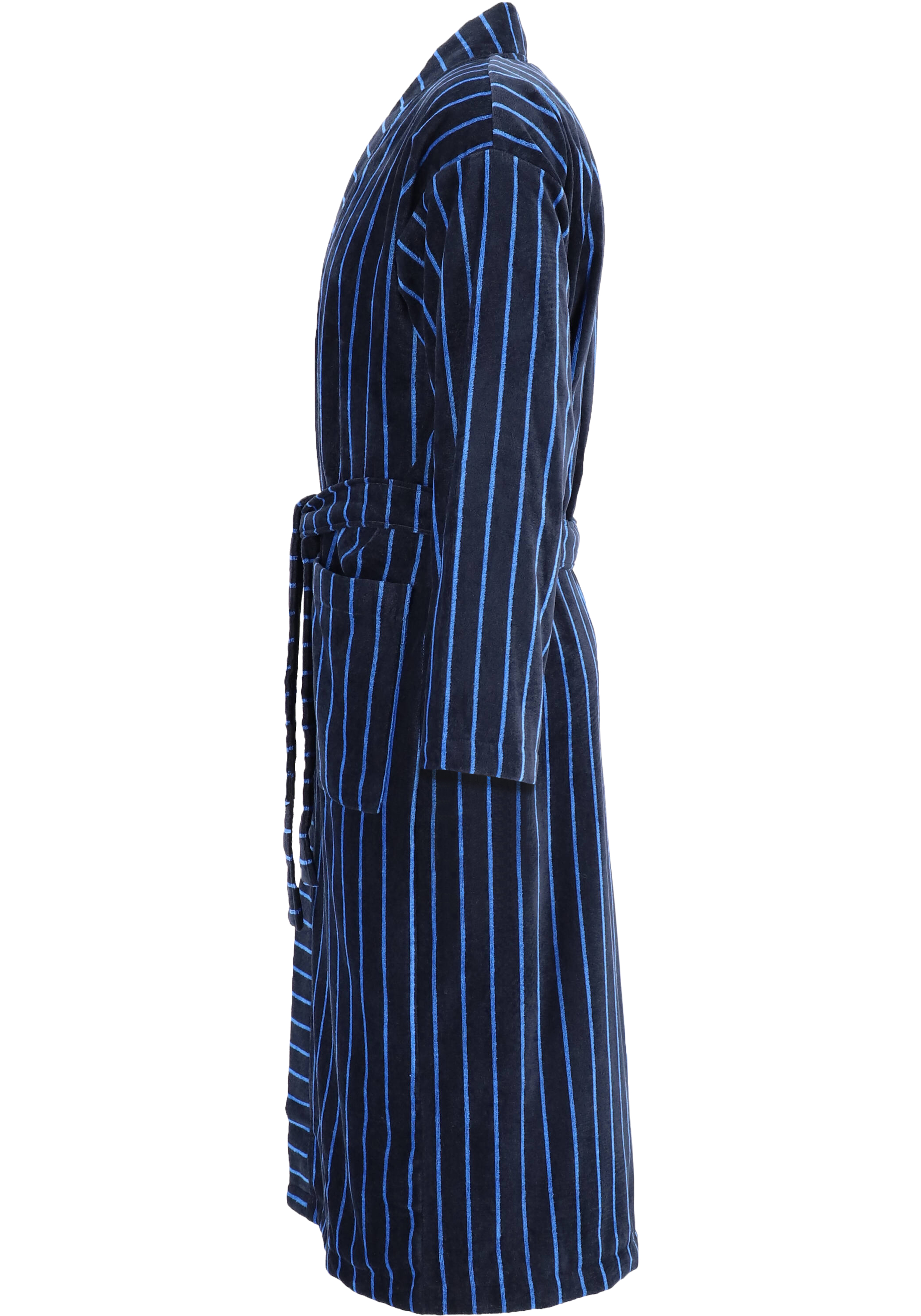 SCHIESSER heren badjas, ultralicht velours, donker blauw gestreept