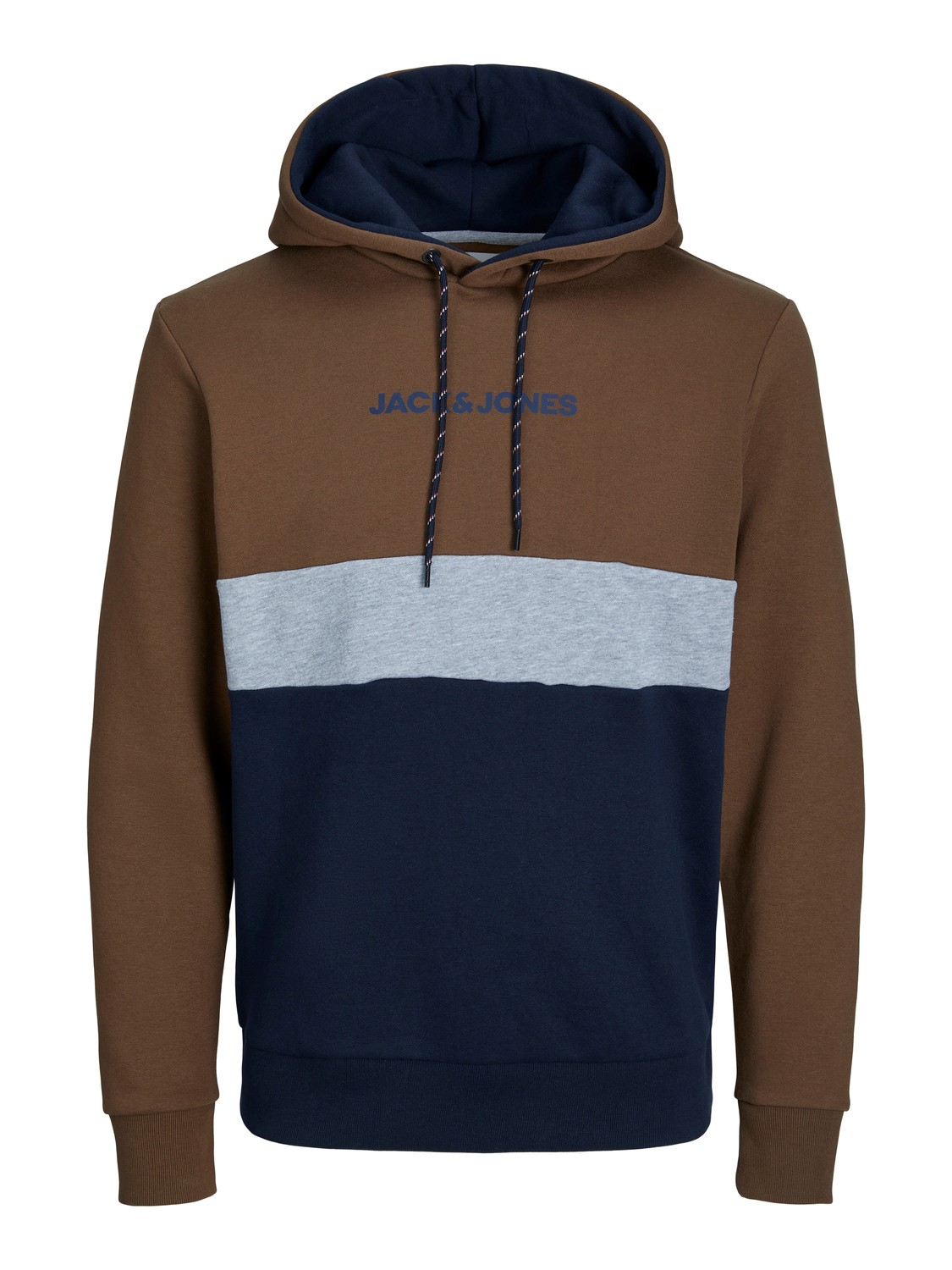 JACK & JONES Reid blocking sweat hood regular fit, heren hoodie katoenmengsel met capuchon, camel bruin