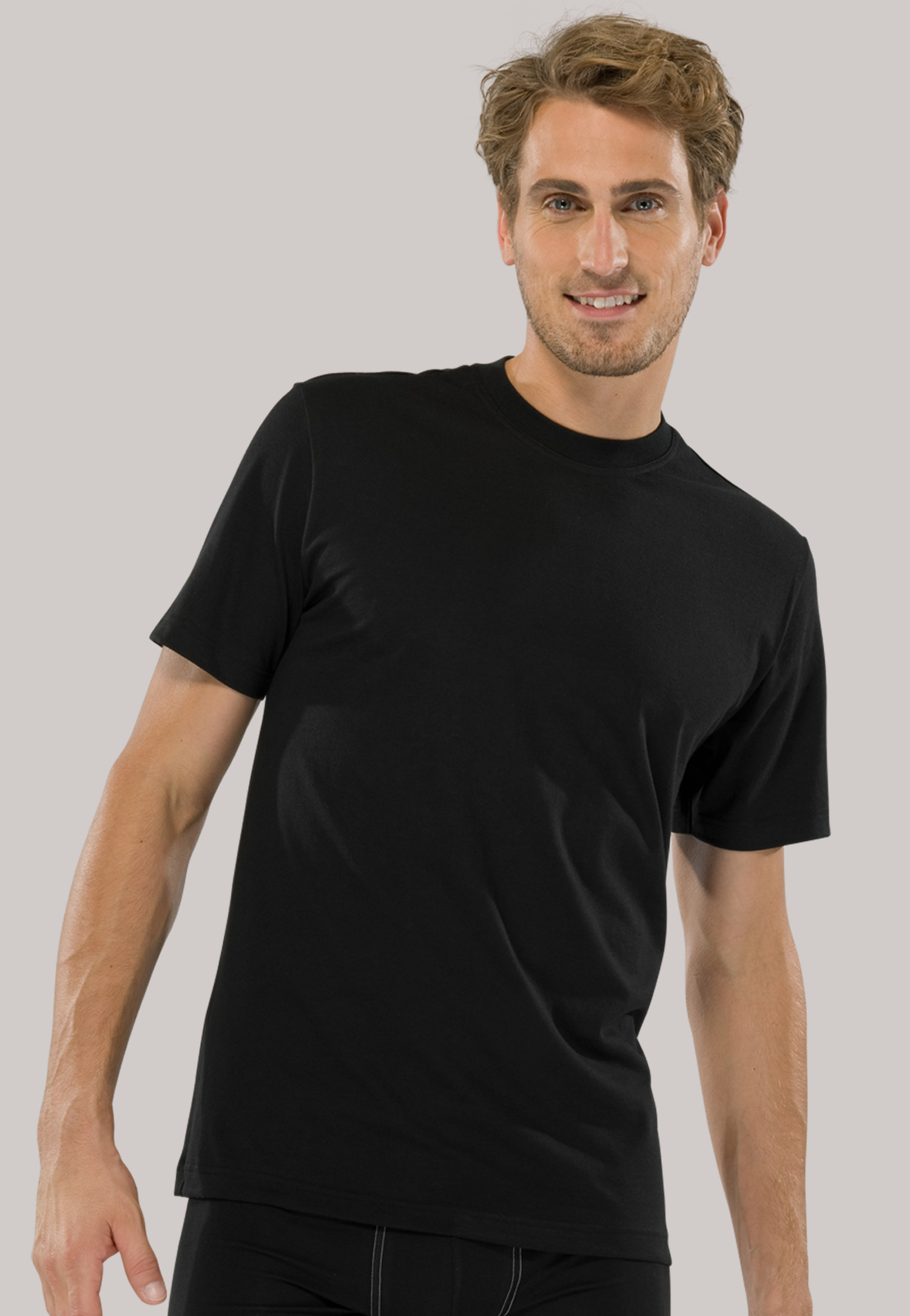 SCHIESSER American T-shirts (2-pack), O-hals, zwart