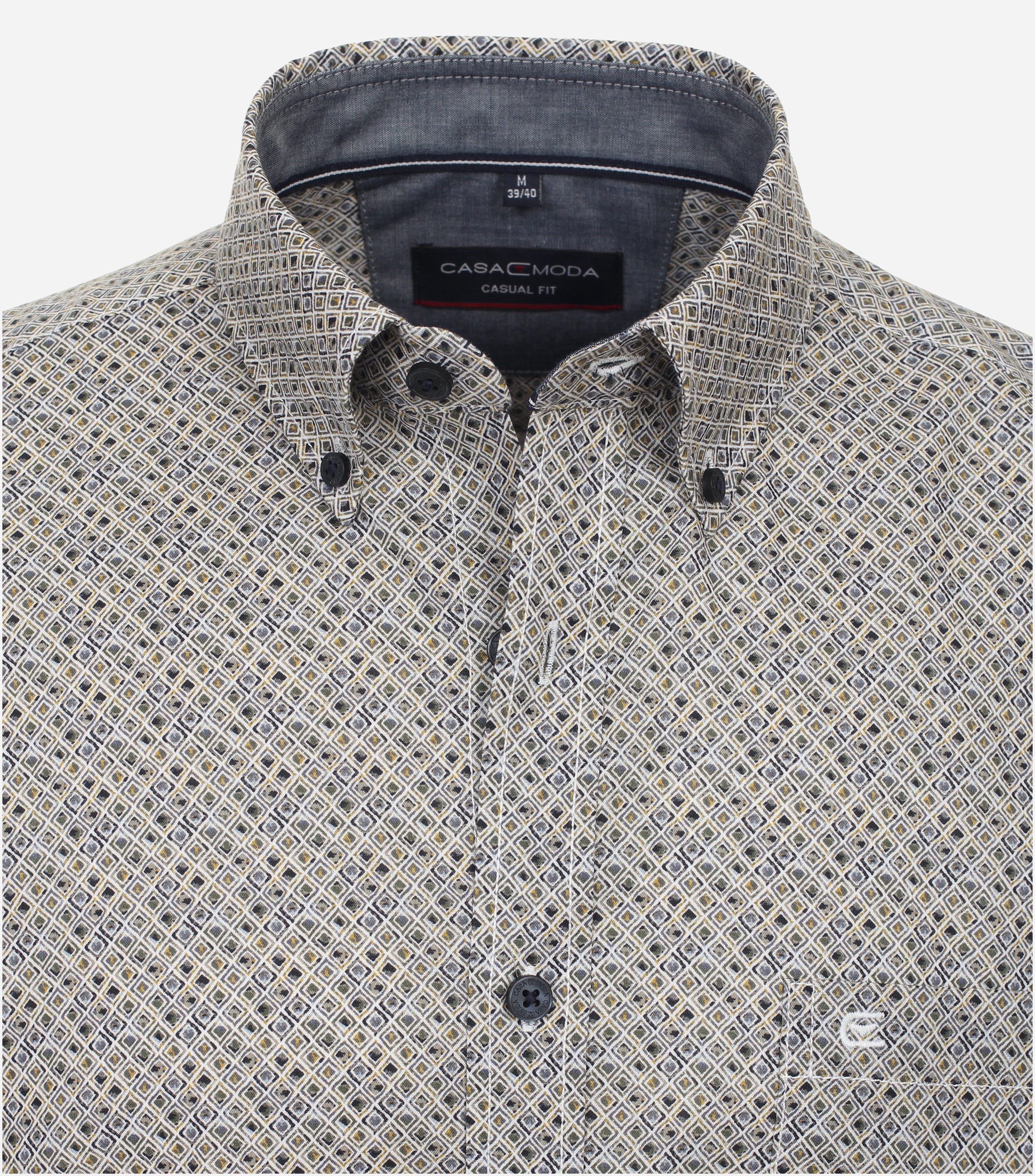 CASA MODA Sport casual fit overhemd, twill, antraciet dessin
