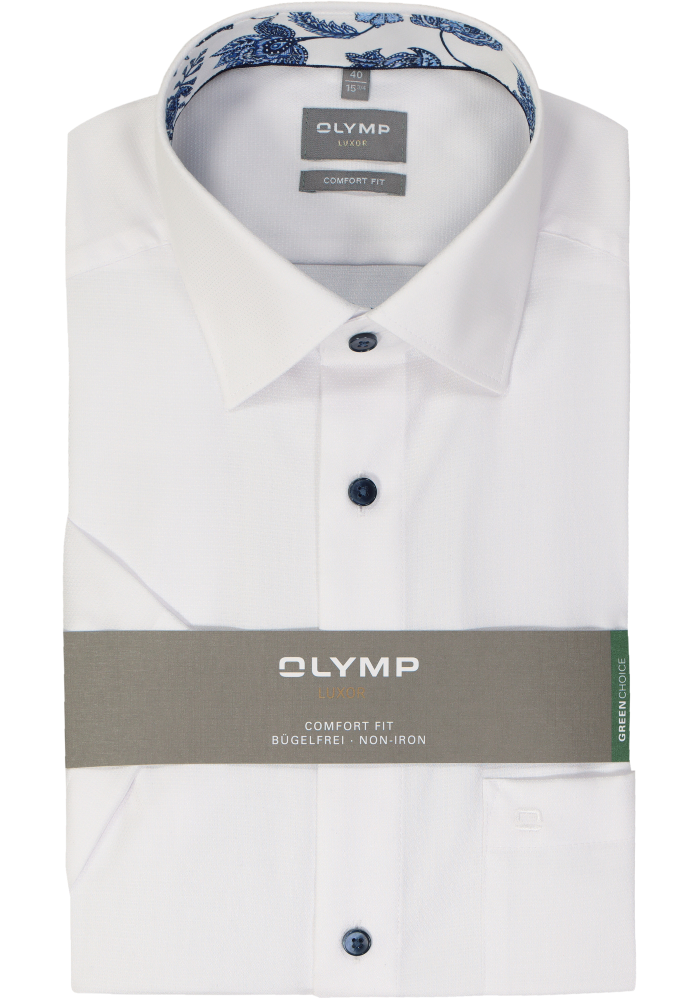 OLYMP comfort fit overhemd, korte mouw, structuur, wit