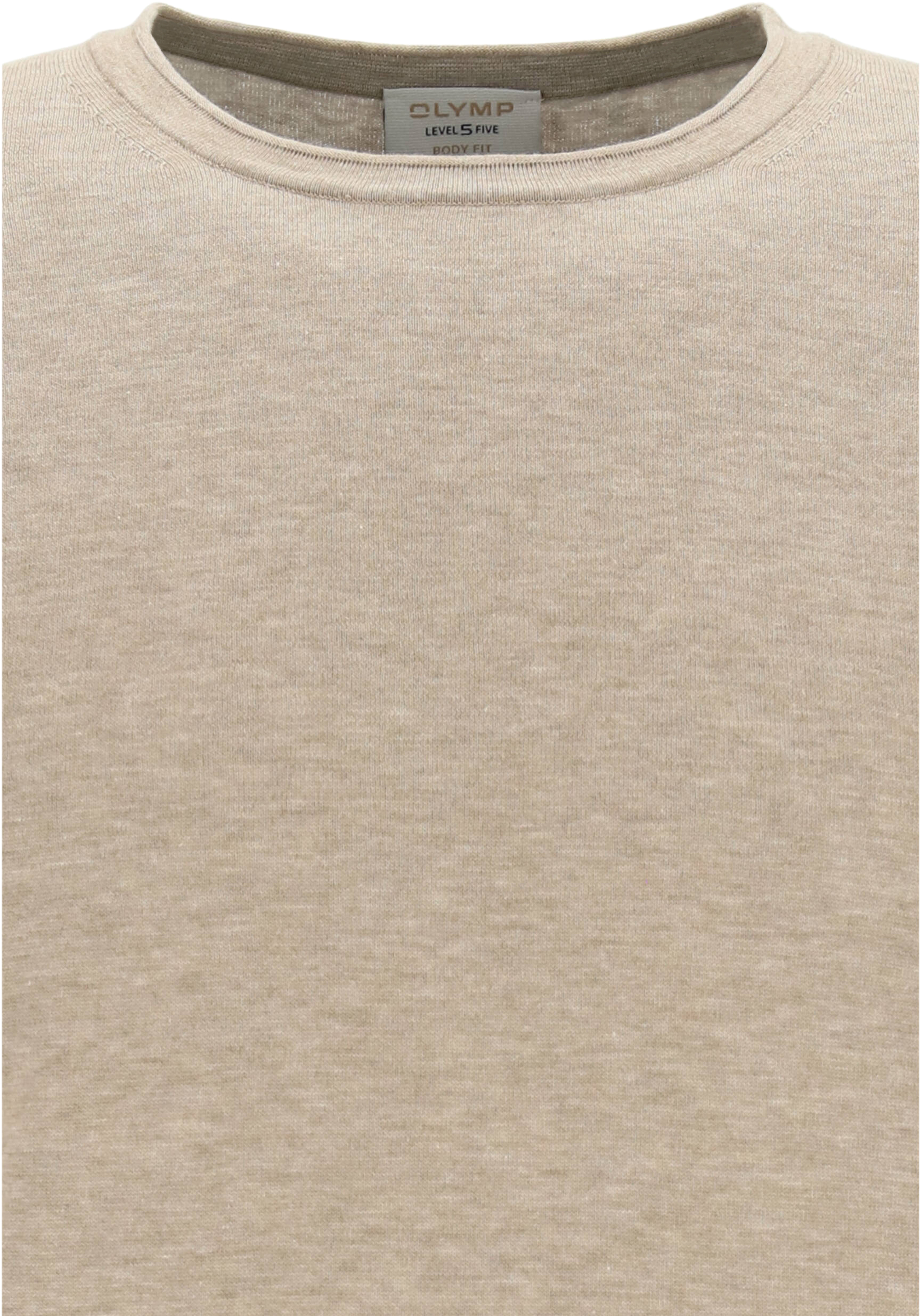 OLYMP Level 5 body fit trui katoen, O-hals, beige