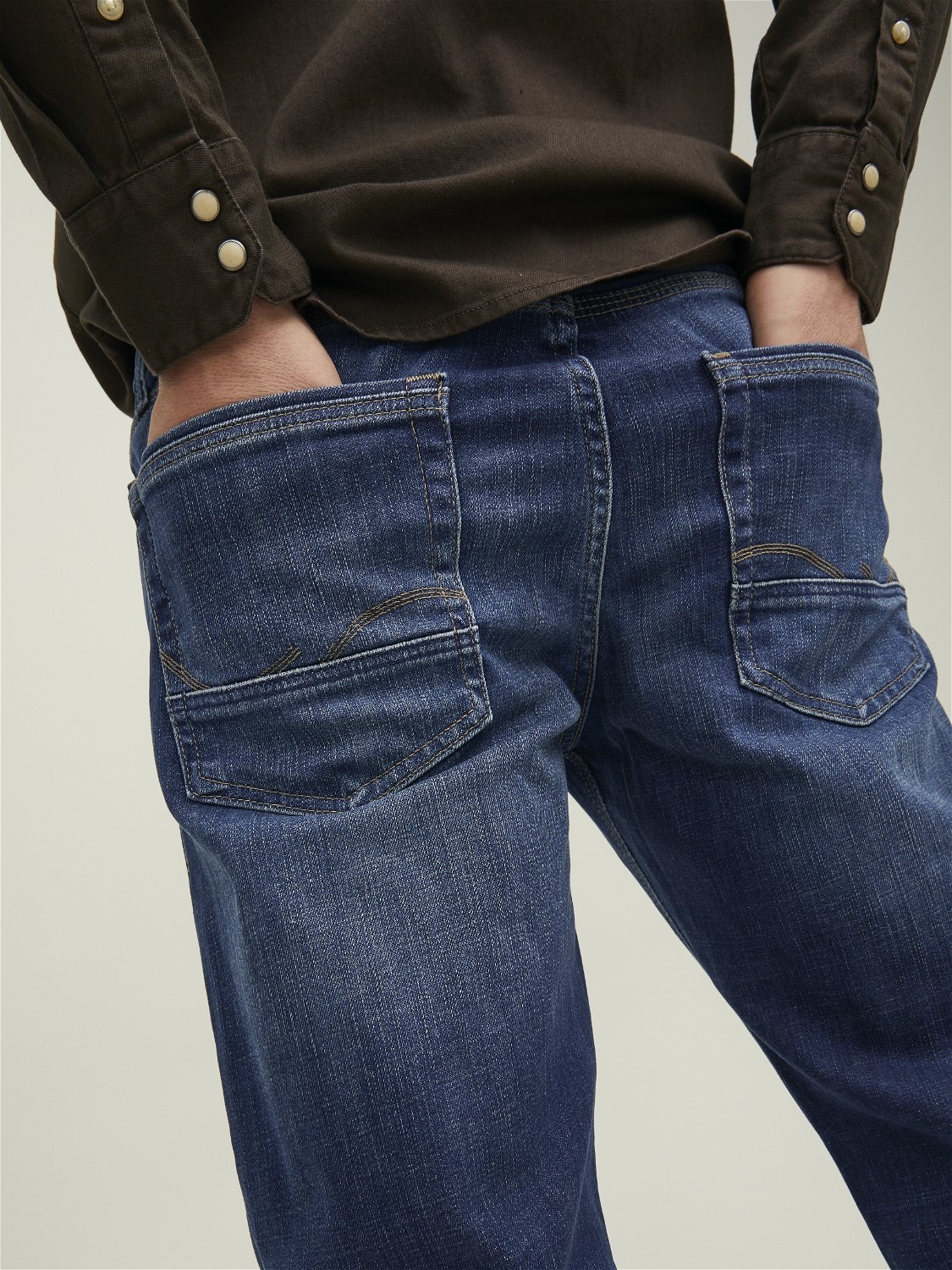 JACK & JONES Mike Wood Jos regular fit, heren jeans, denimblauw