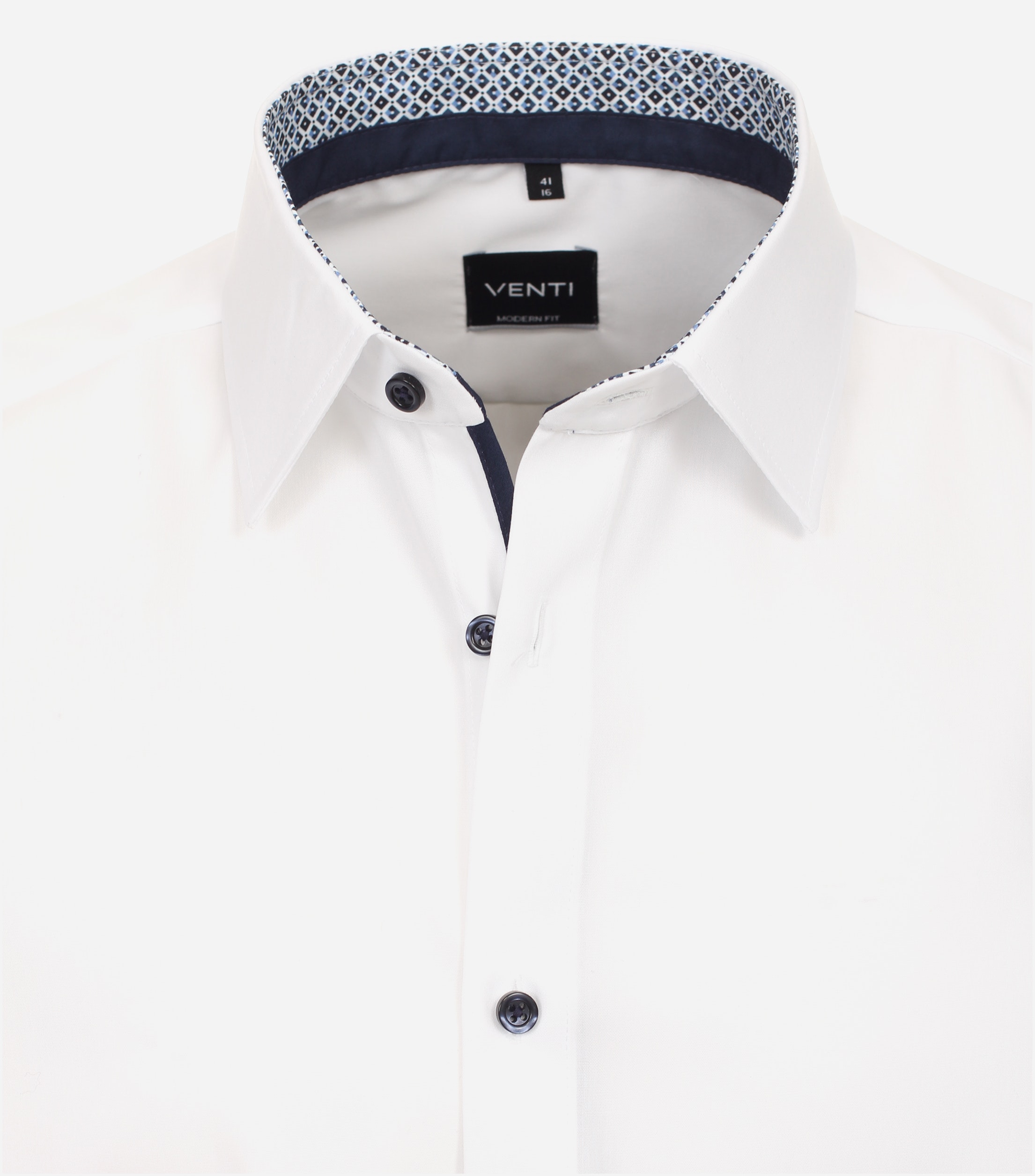 VENTI modern fit overhemd, korte mouw, popeline, wit