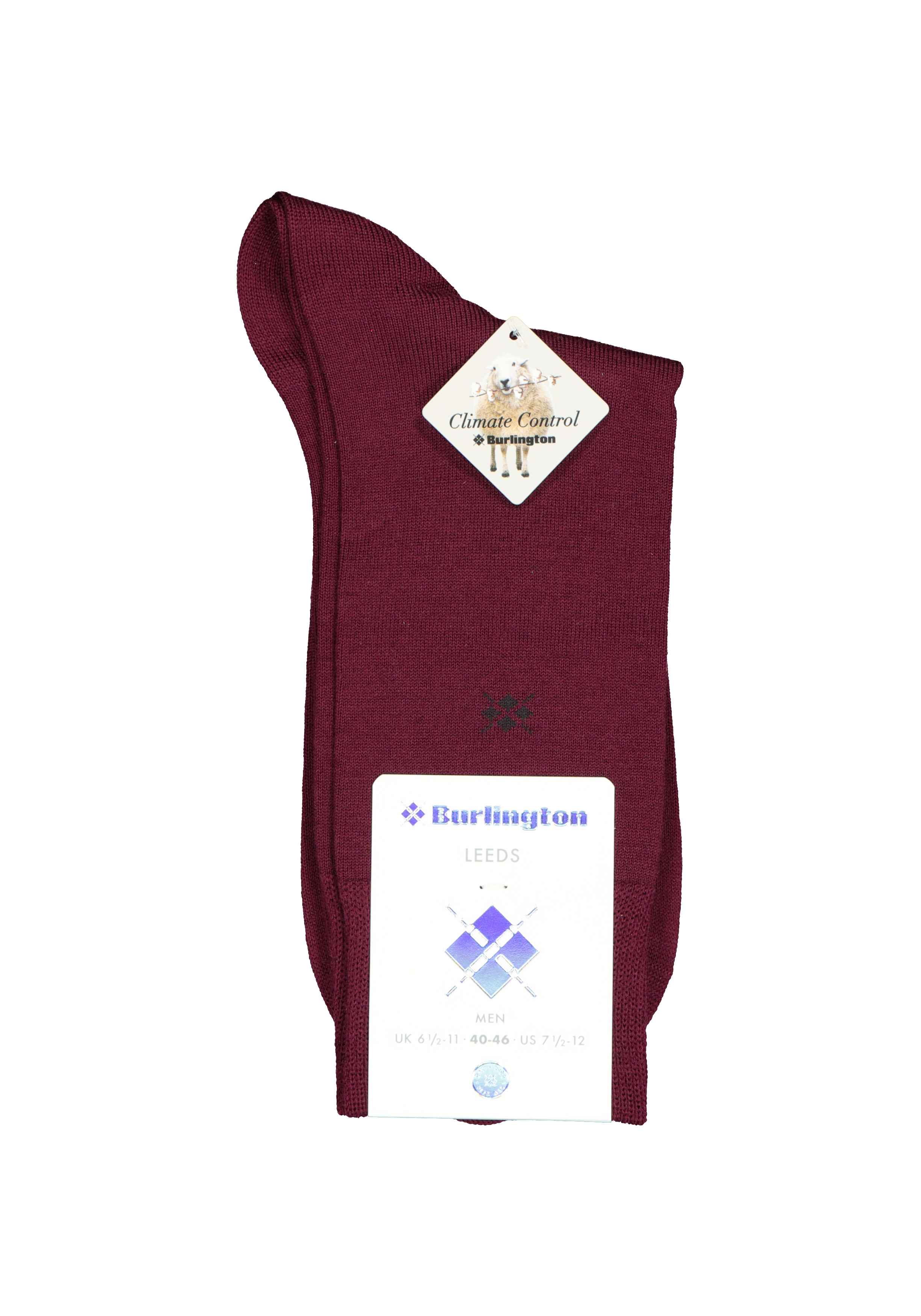 Burlington Leeds herensokken, wol, merlot donkerrood
