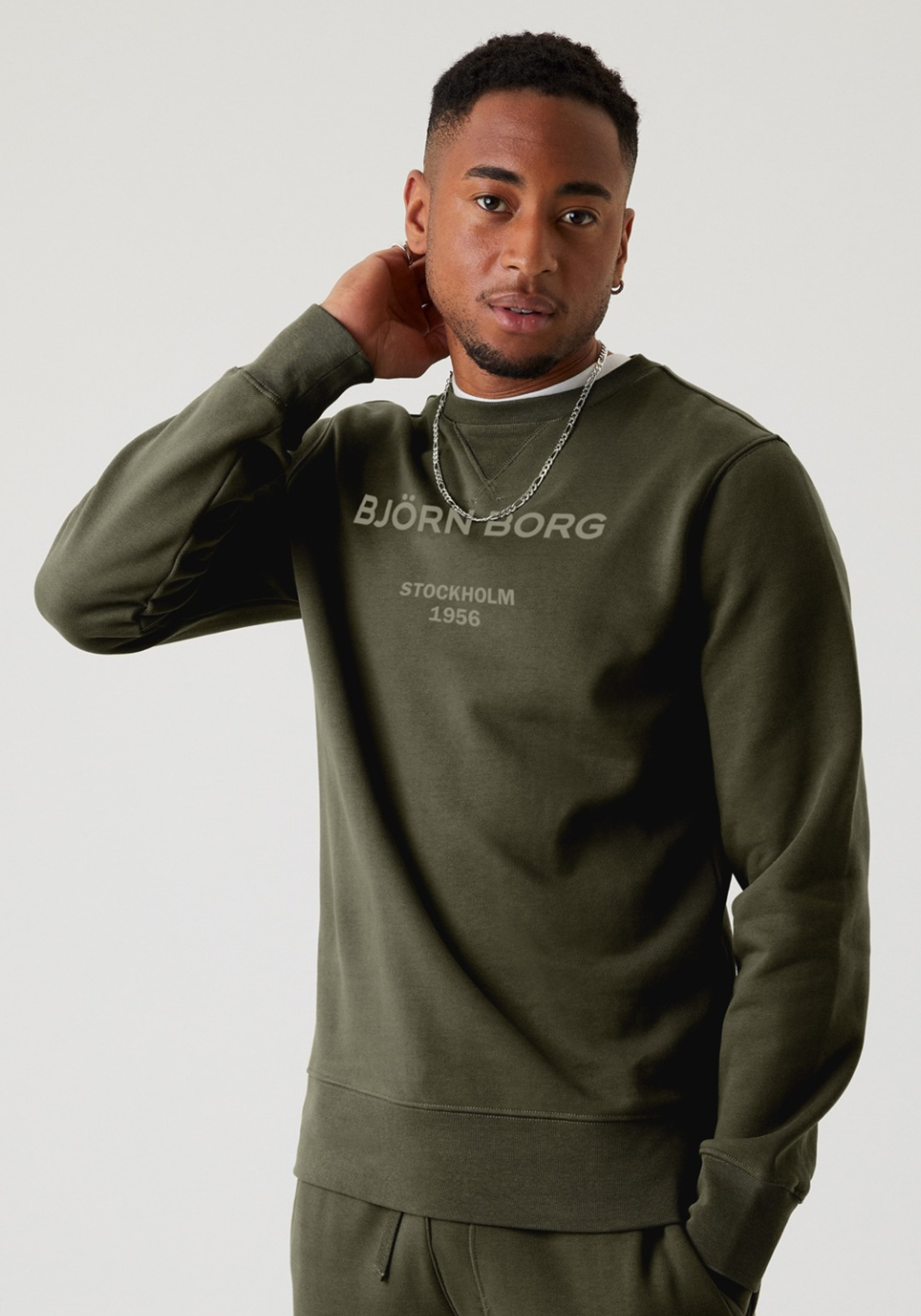 Bjorn Borg logo crew, donkergroen