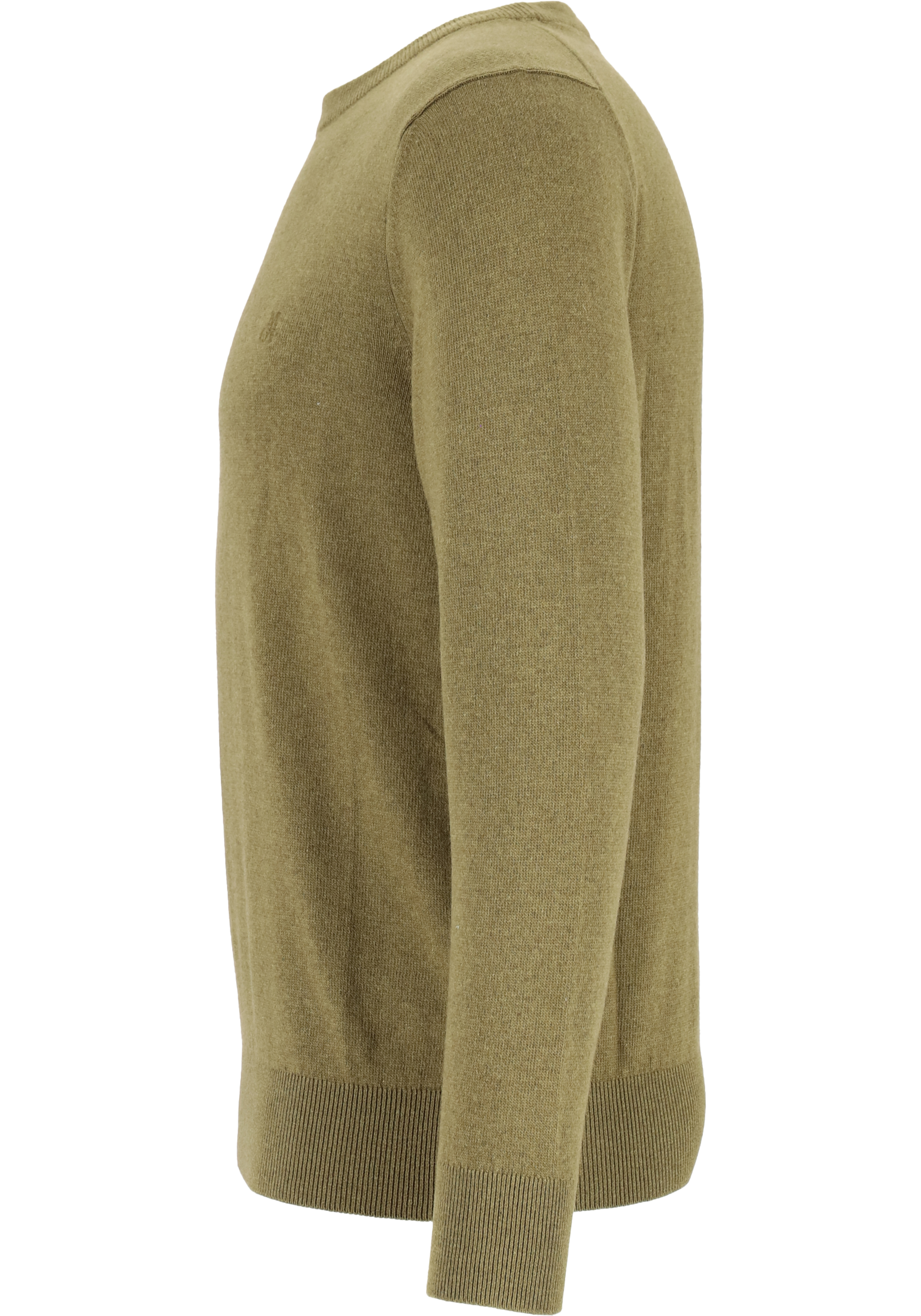 Marc O'Polo regular fit pullover, heren trui wol- met katoenmengsel met O-hals, mosgroen (middeldik)