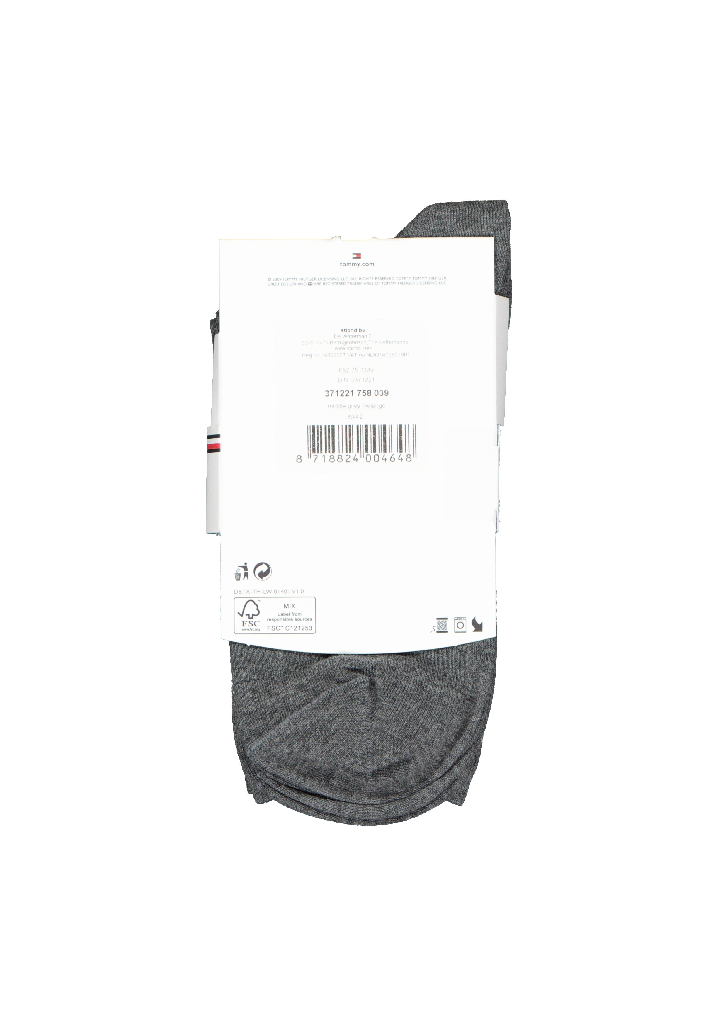 Tommy Hilfiger damessokken Casual (2-pack), uni katoen, midden grijs melange