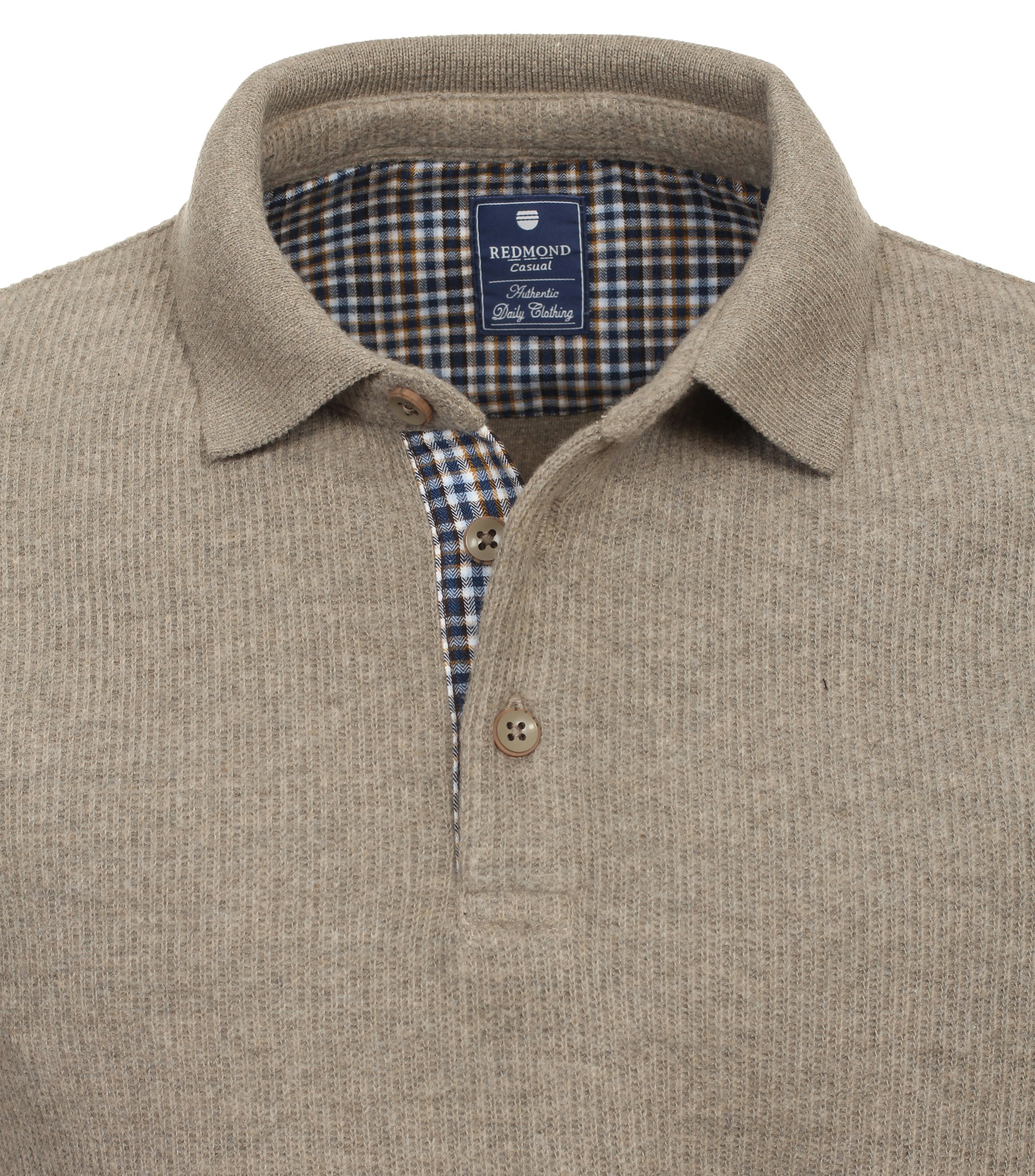 Redmond heren polo gebreid, polo kraag, beige (middeldik) - 242900700-201