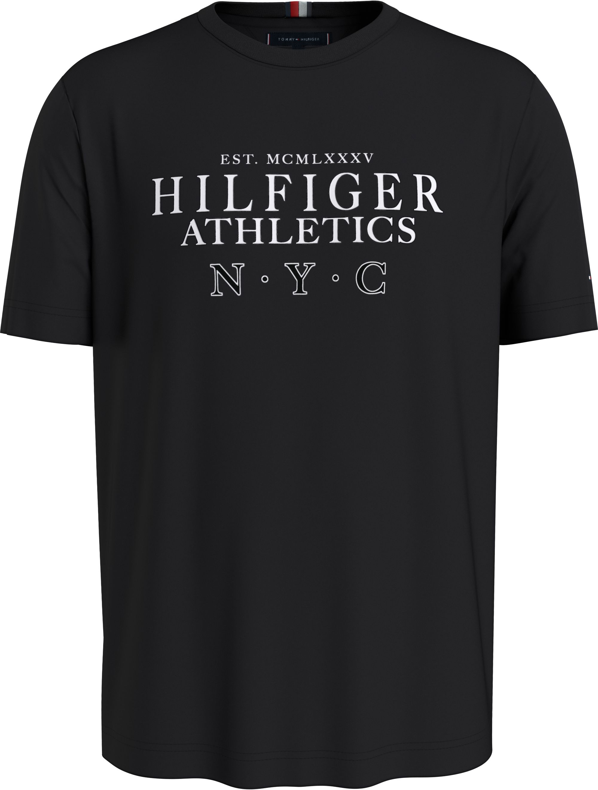 Tommy Hilfiger Hilfiger Ath Stack Tee, heren T-shirt korte mouw O-hals, zwart
