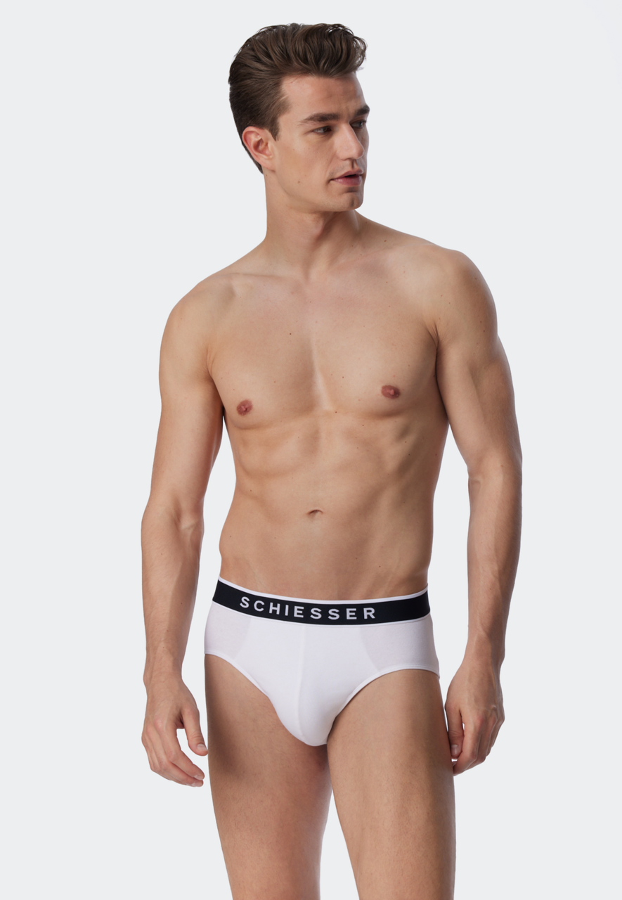 SCHIESSER 95/5 slip (3-pack), heren rioslip biologisch katoen geweven elastische tailleband wit