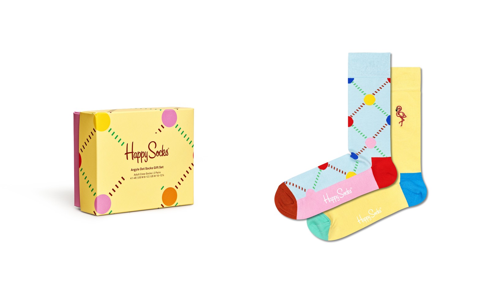 Happy Socks Argyle Dot Socks Gift Set (2-pack), unisex sokken in cadeauverpakking